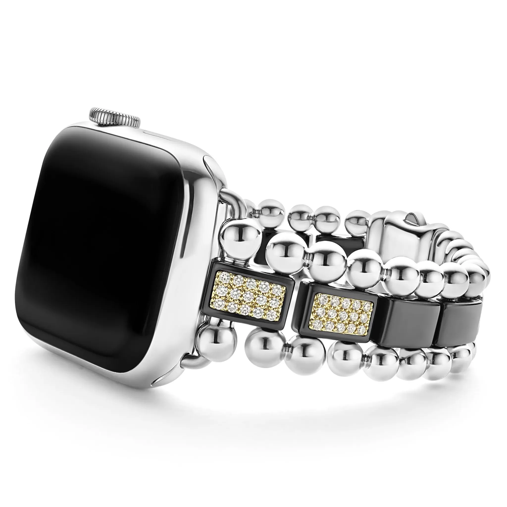 Hot LAGOS Black Ceramic Half Diamond Watch Bracelet-38-45Mm