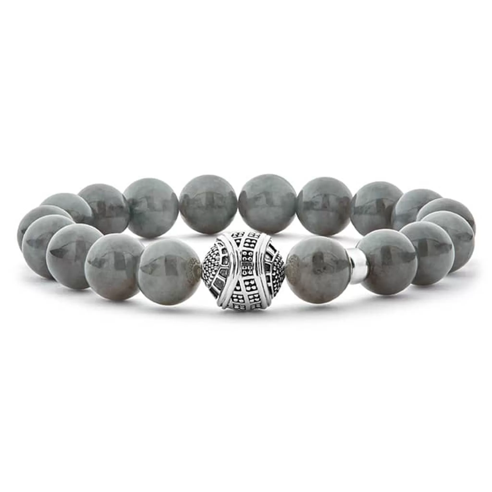 Cheap LAGOS Black Jade Silver Station Bead Bracelet