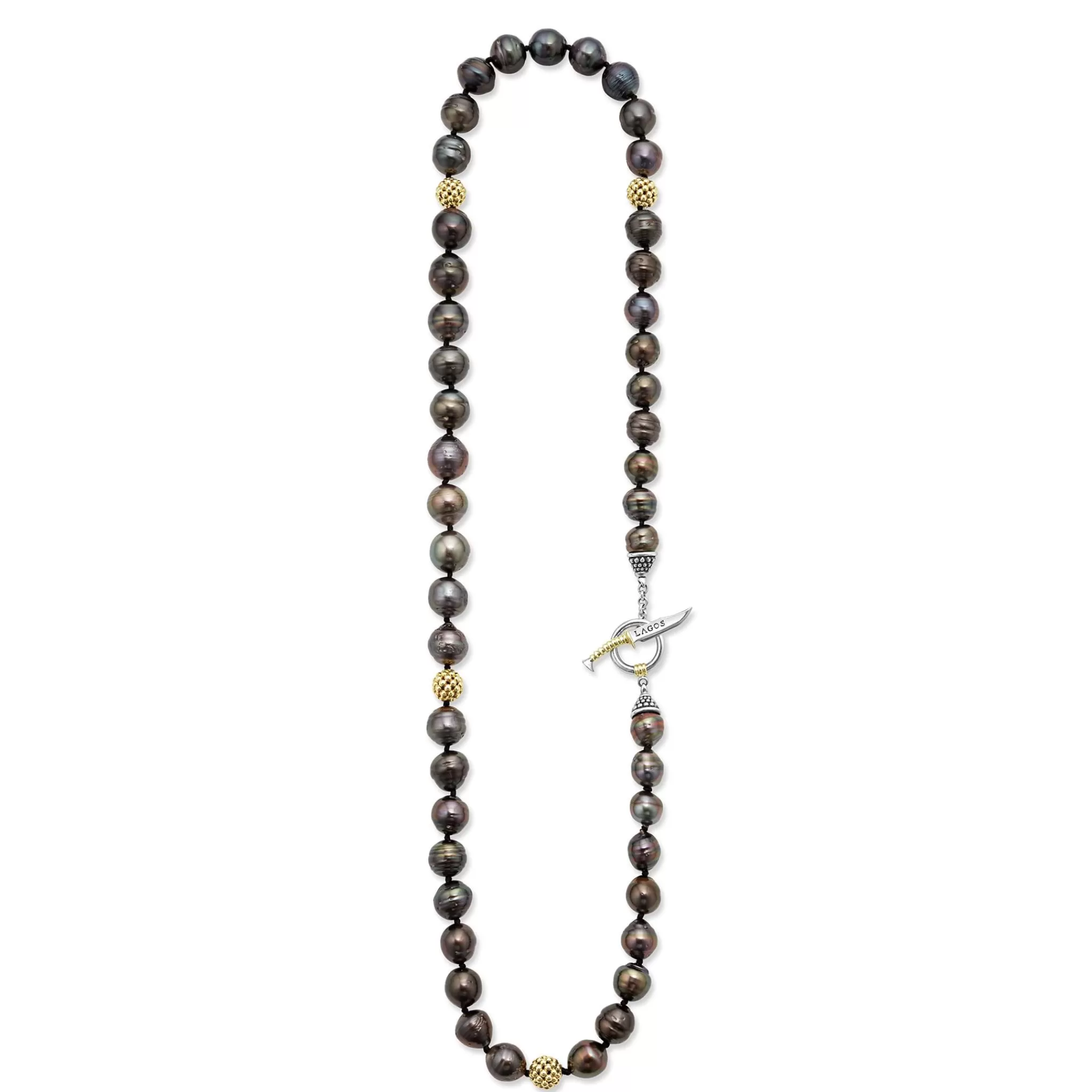 Best Sale LAGOS Black Pearl Gold Station Bead Necklace