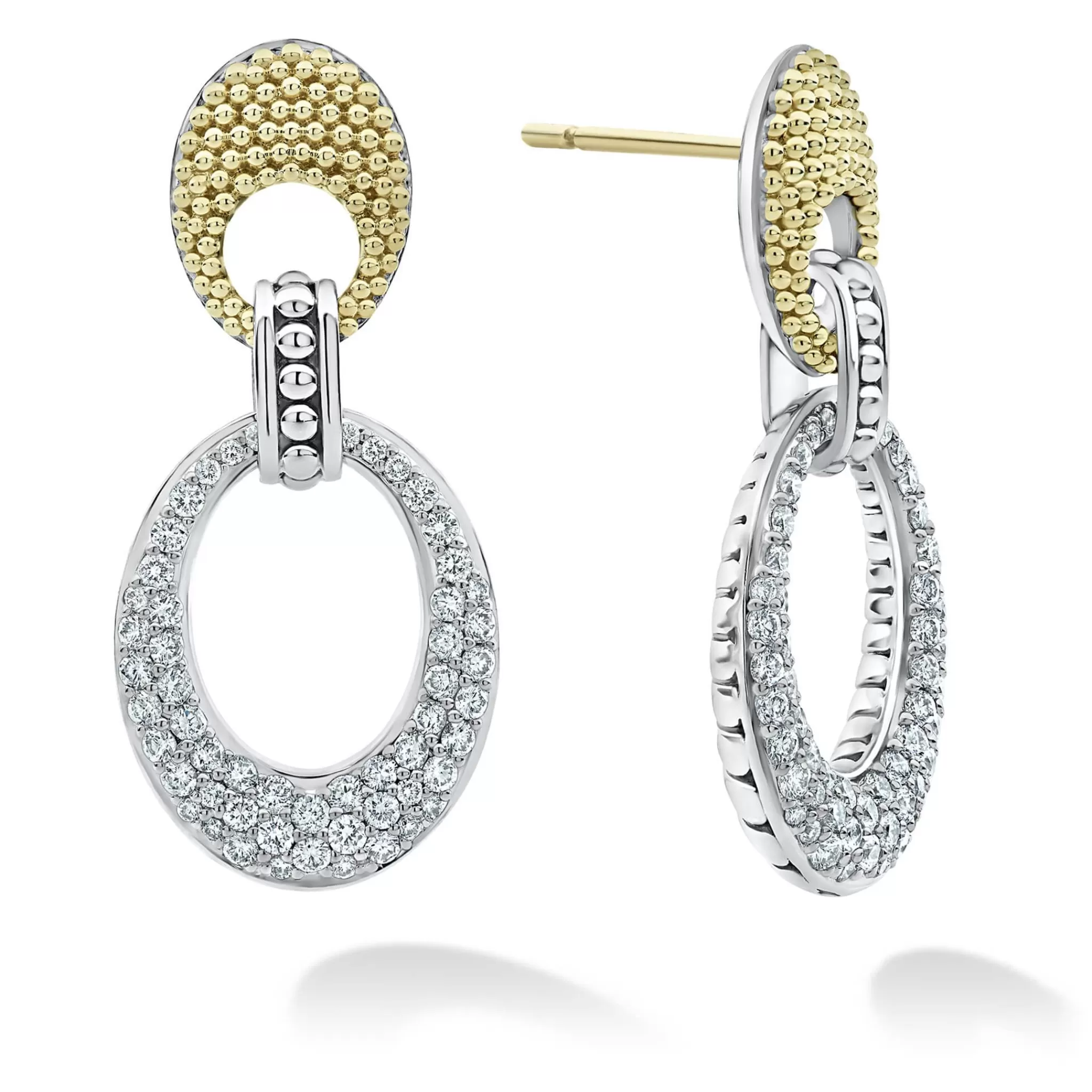 Outlet LAGOS Caviar Oval Diamond Drop Earrings