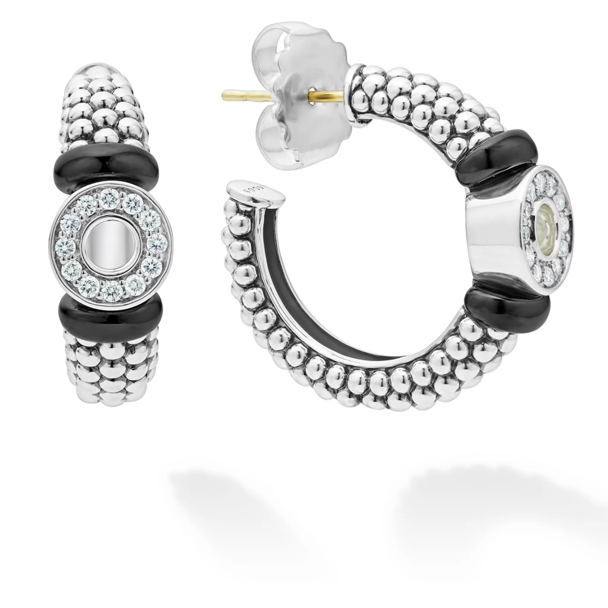 Best Sale LAGOS Ceramic And Diamond Circle Hoop Earrings