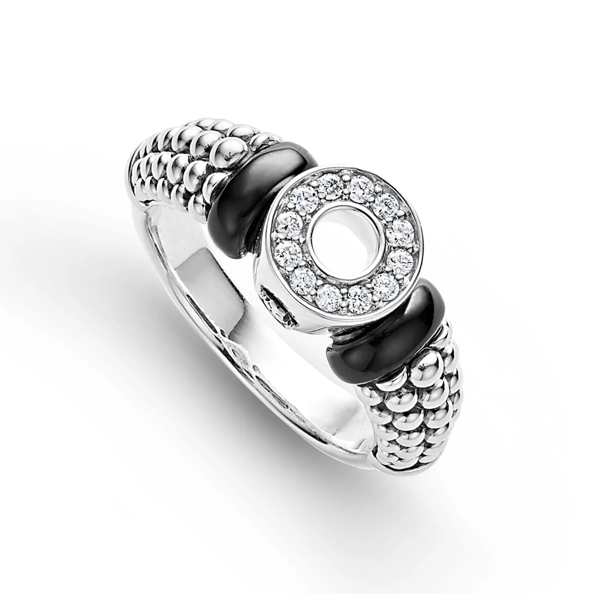 New LAGOS Ceramic And Diamond Circle Ring