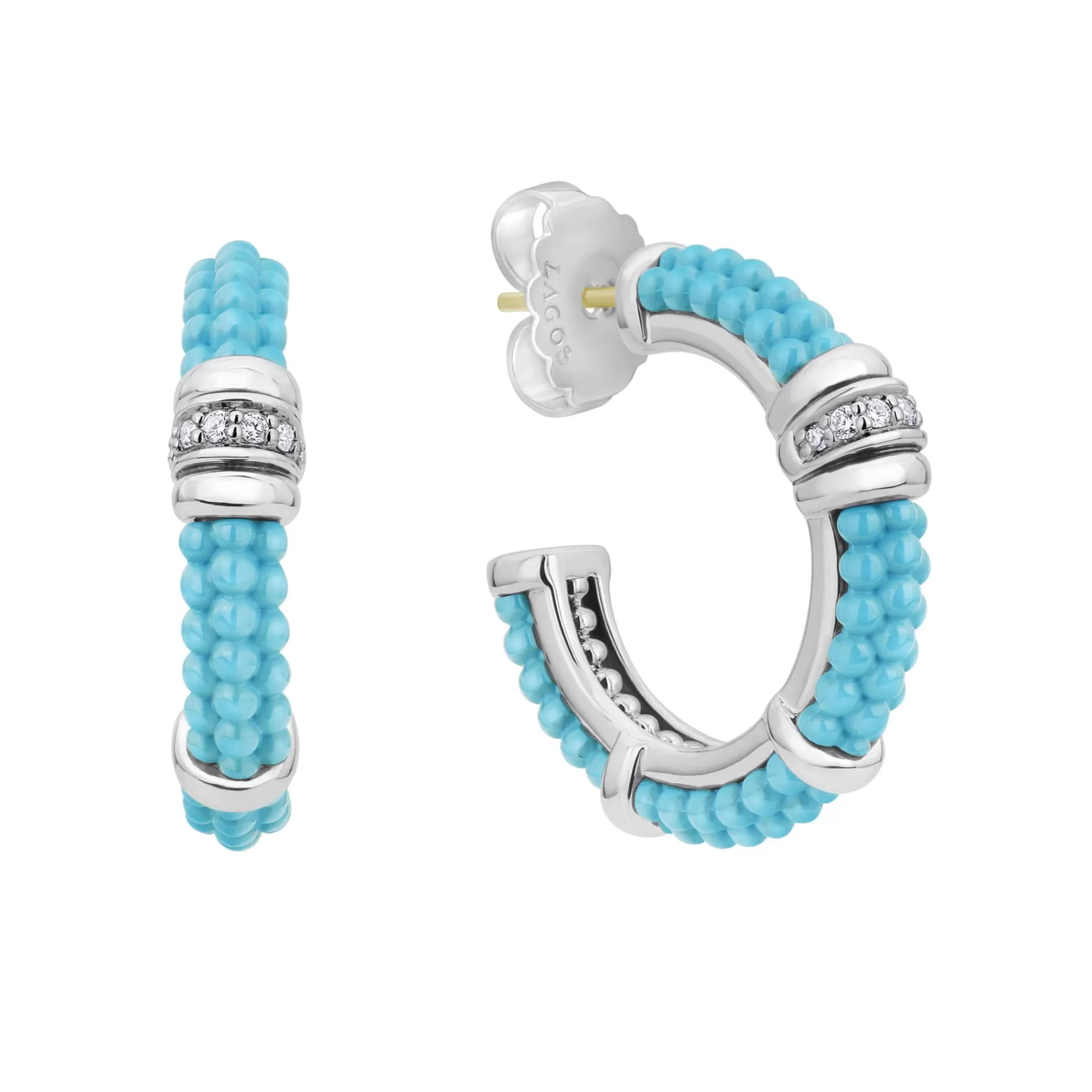 Cheap LAGOS Ceramic And Diamond Hoop Earrings