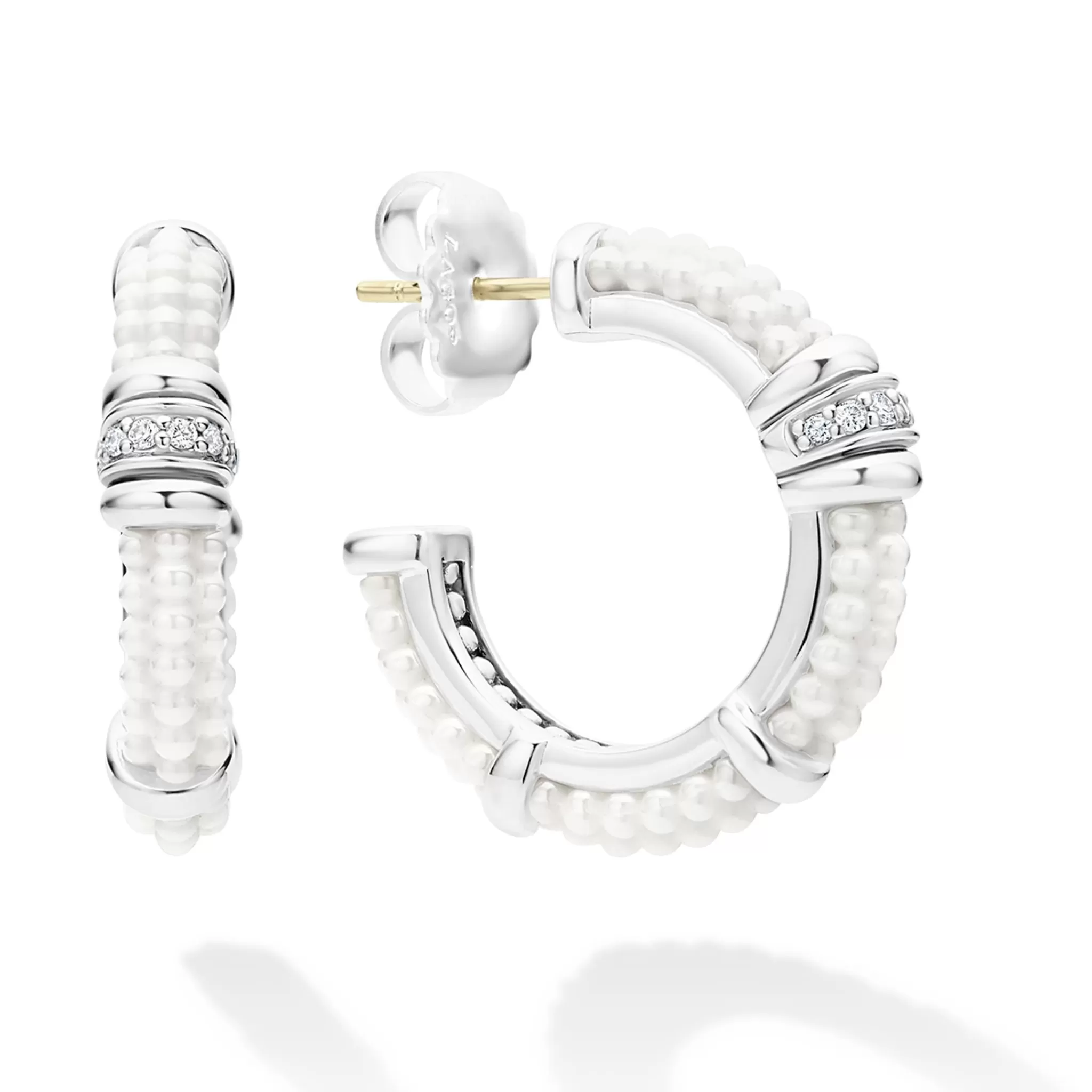 Cheap LAGOS Ceramic And Diamond Hoop Earrings