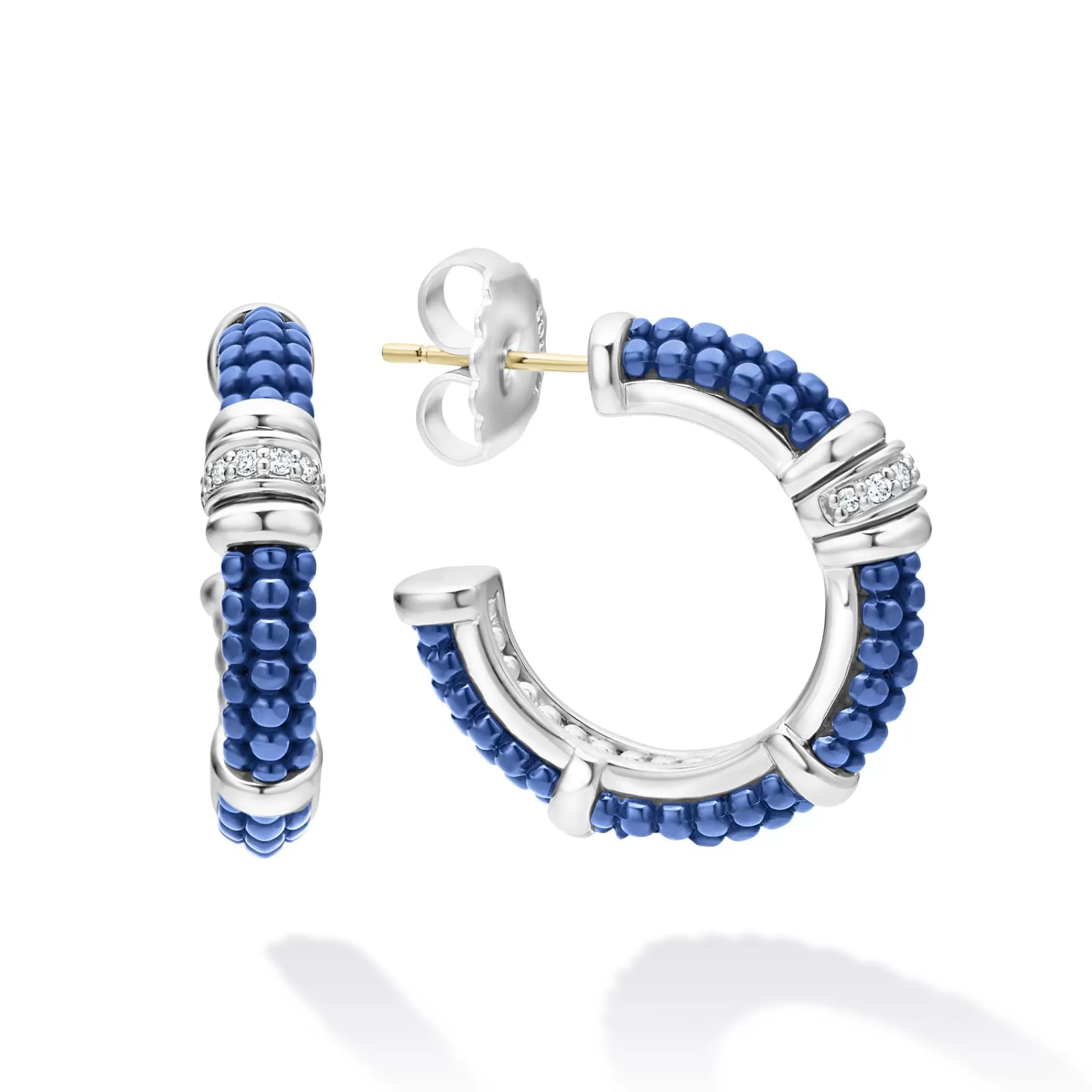 Clearance LAGOS Ceramic And Diamond Hoop Earrings