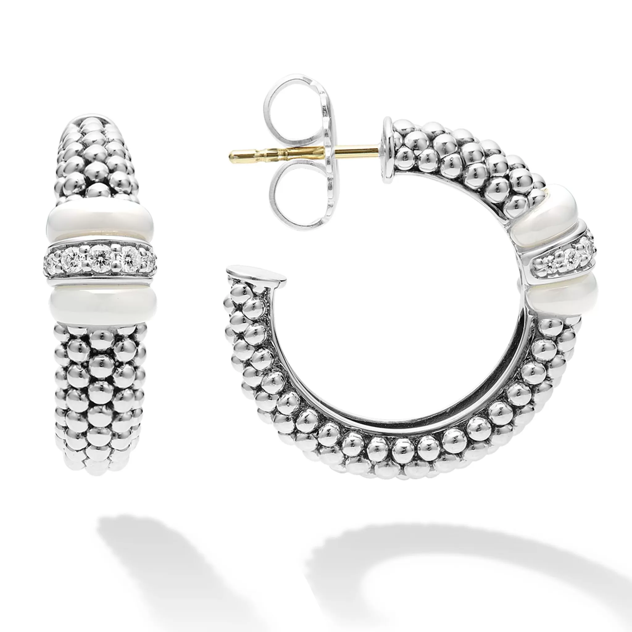 Flash Sale LAGOS Ceramic Caviar Diamond Hoop Earrings