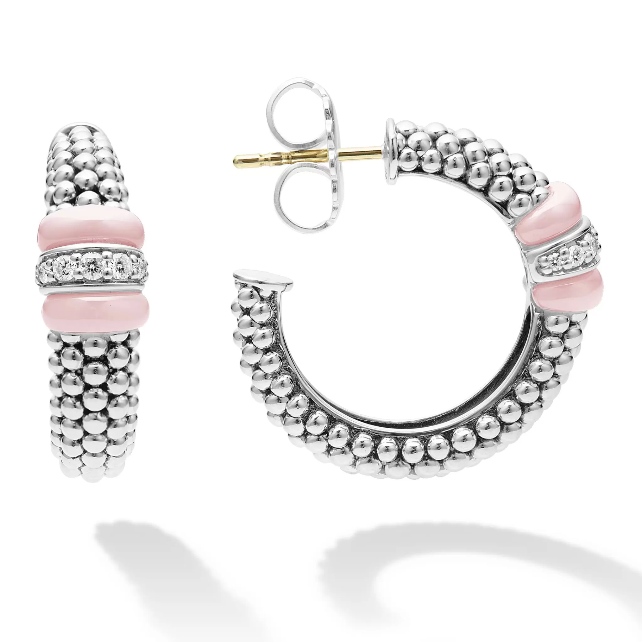 Hot LAGOS Ceramic Caviar Diamond Hoop Earrings