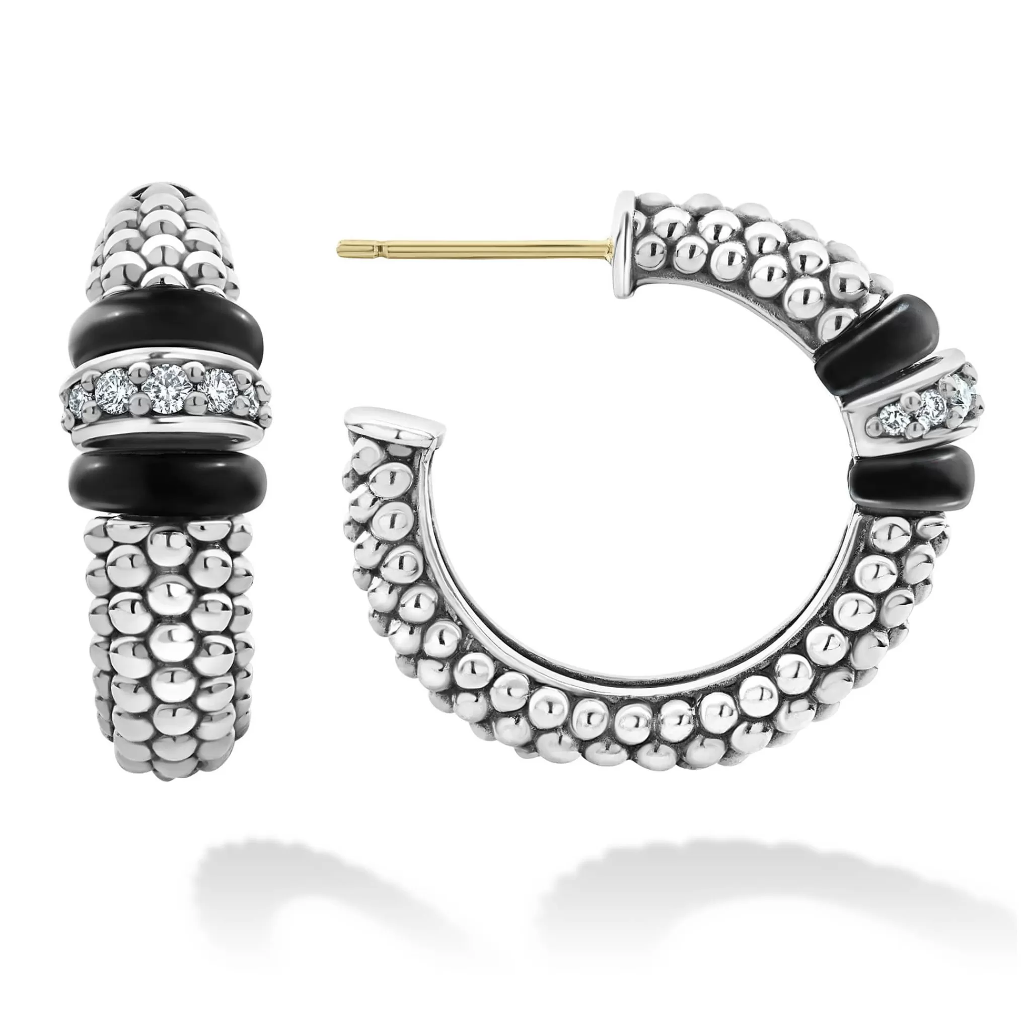 Flash Sale LAGOS Ceramic Caviar Diamond Hoop Earrings