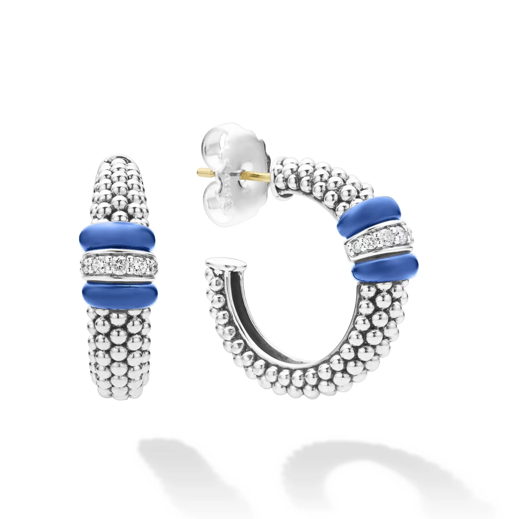 Sale LAGOS Ceramic Caviar Diamond Hoop Earrings