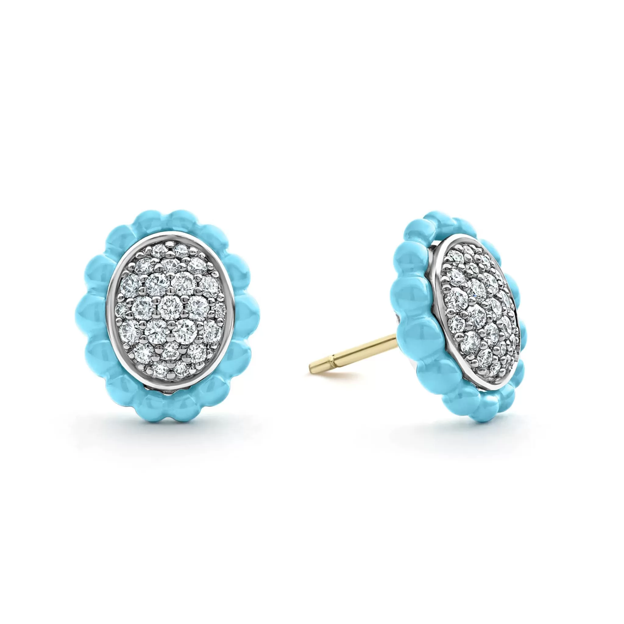 Fashion LAGOS Ceramic Oval Diamond Stud Earrings