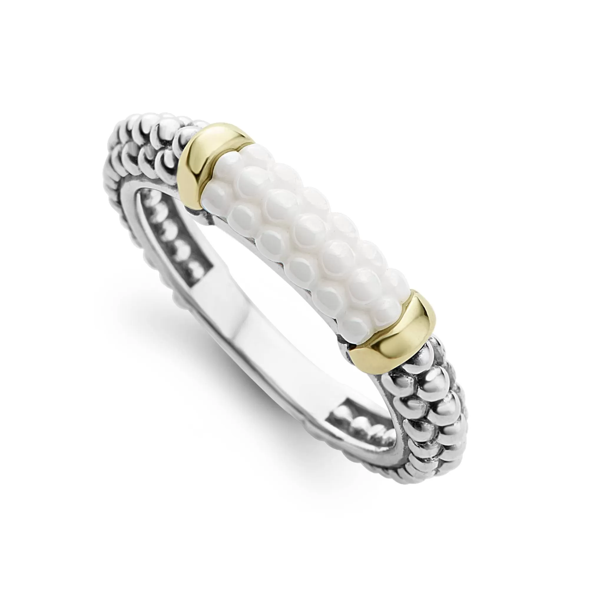 Flash Sale LAGOS Ceramic Two-Tone Caviar Stacking Ring