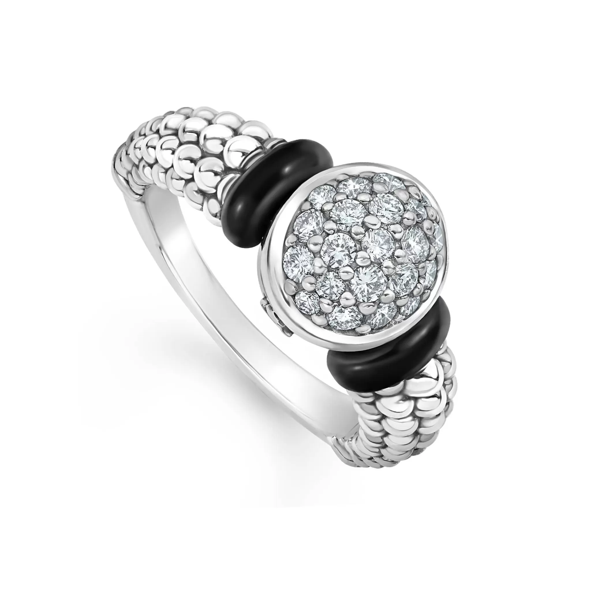 Online LAGOS Circle Ceramic Caviar Diamond Ring