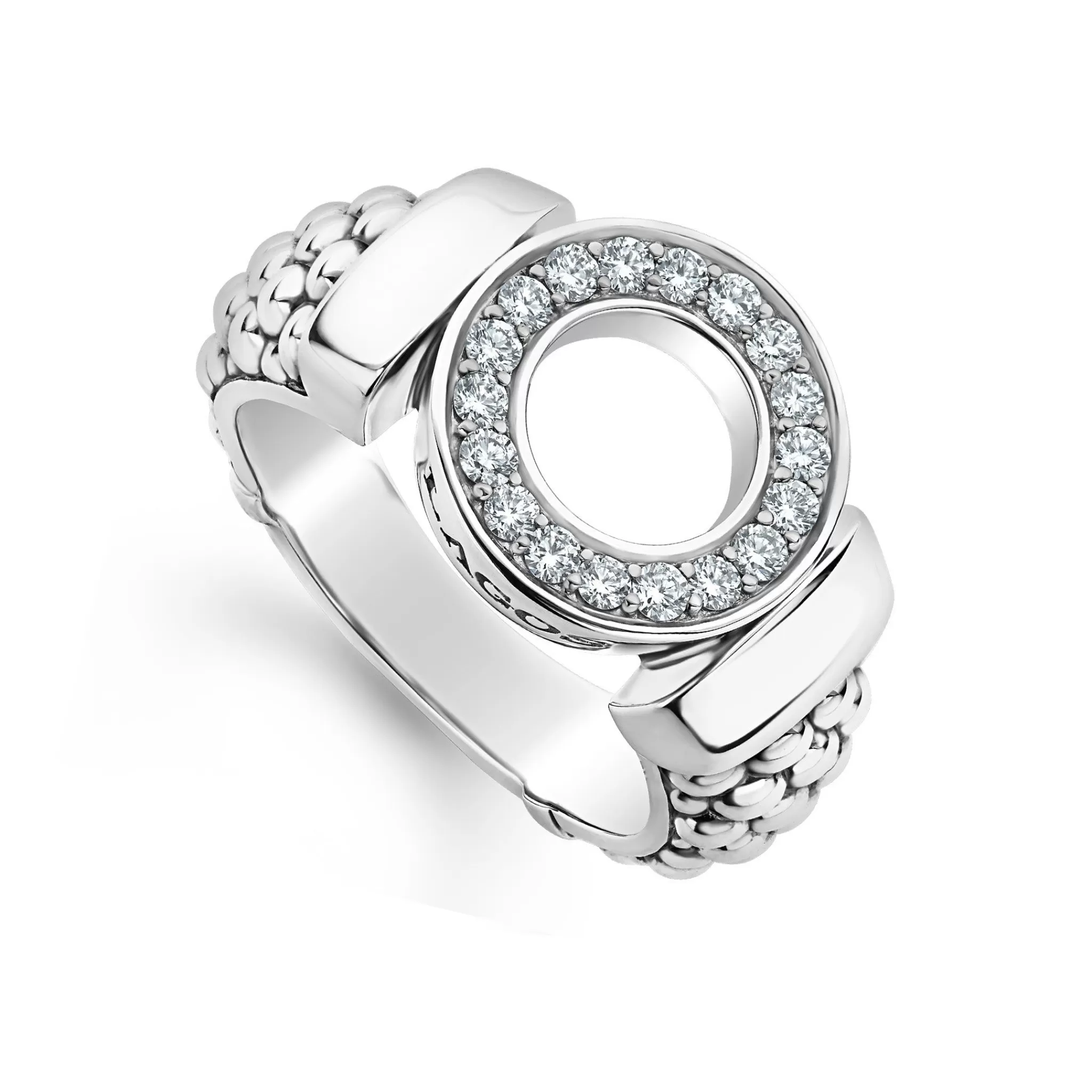 Hot LAGOS Diamond Circle Caviar Ring