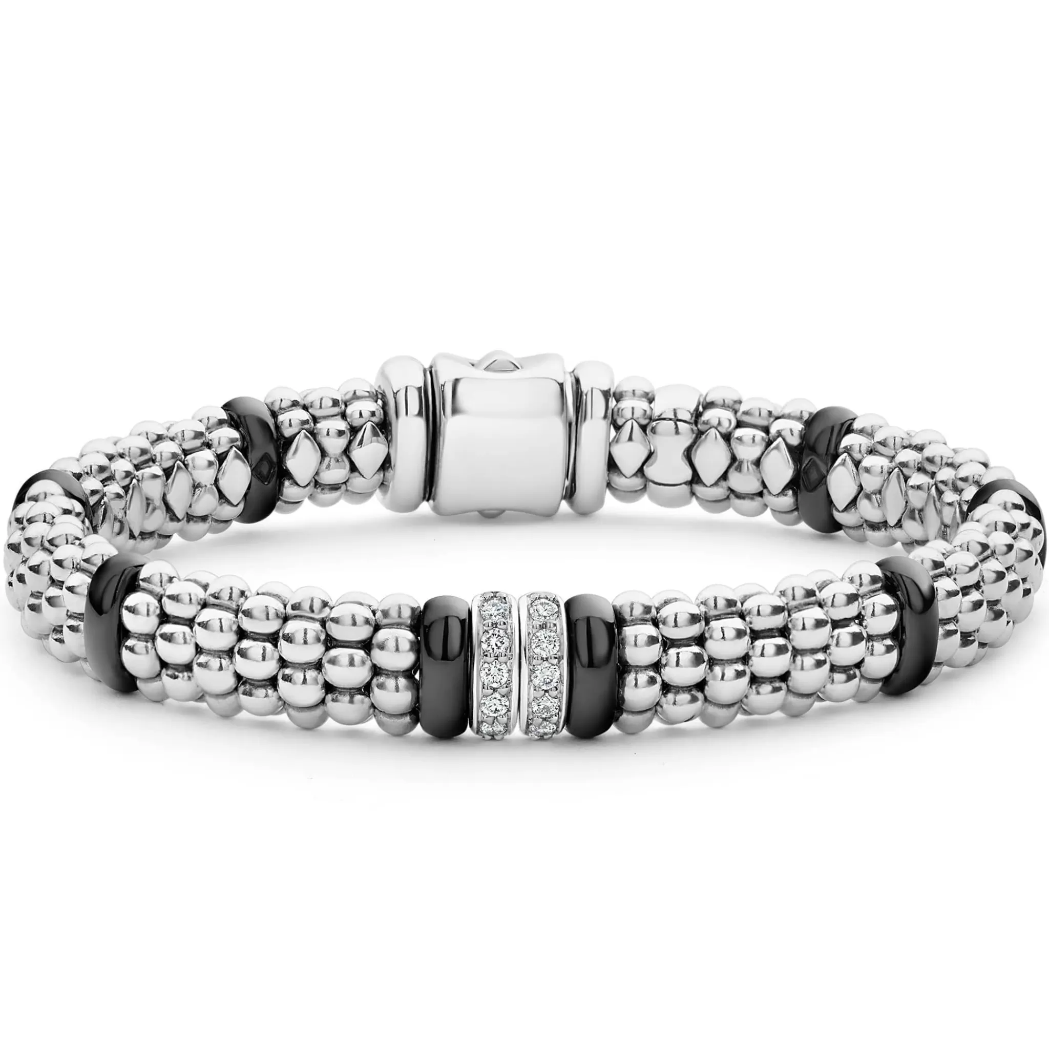 Best LAGOS Double Station Diamond Caviar Bracelet | 9Mm