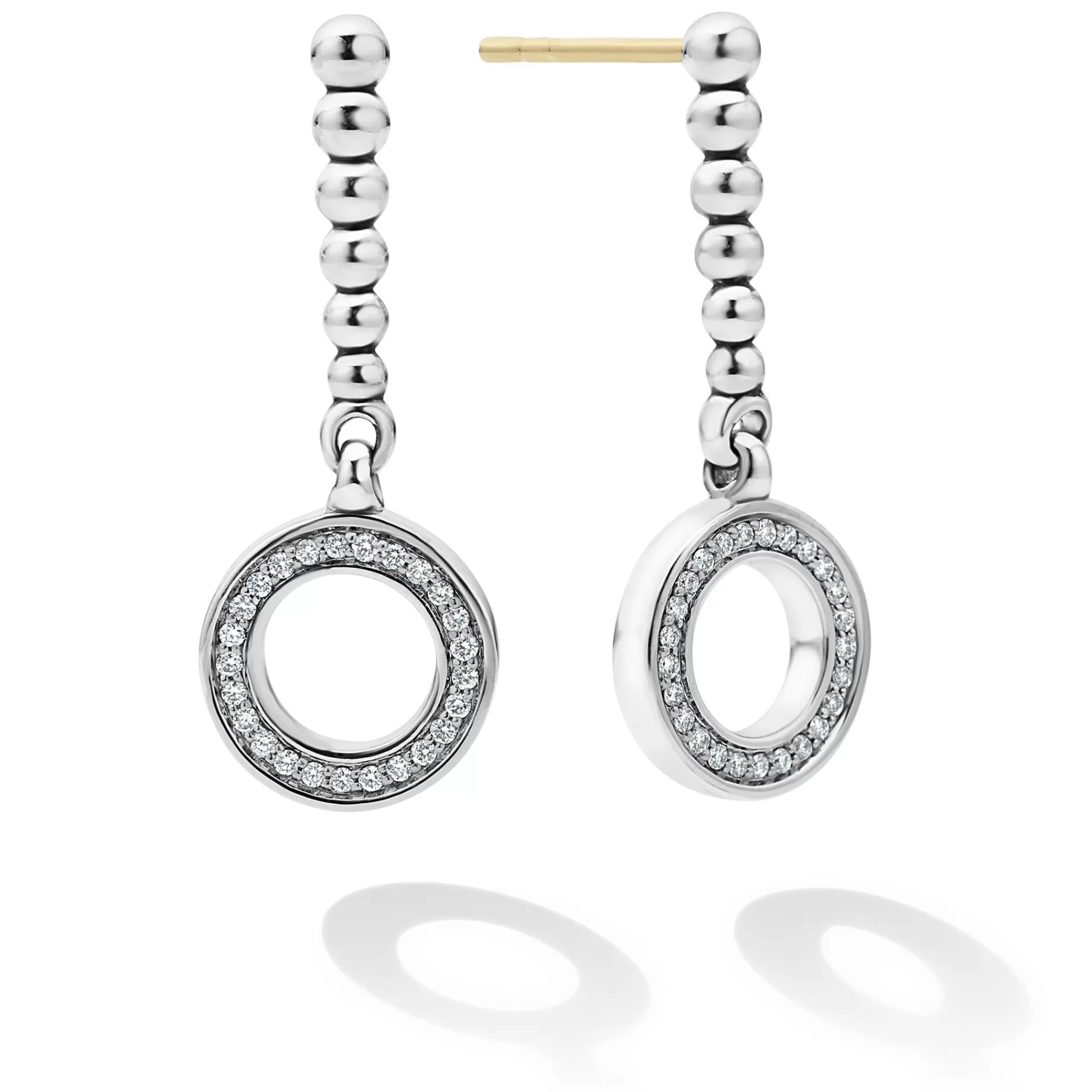 New LAGOS Drop Circle Diamond Earrings