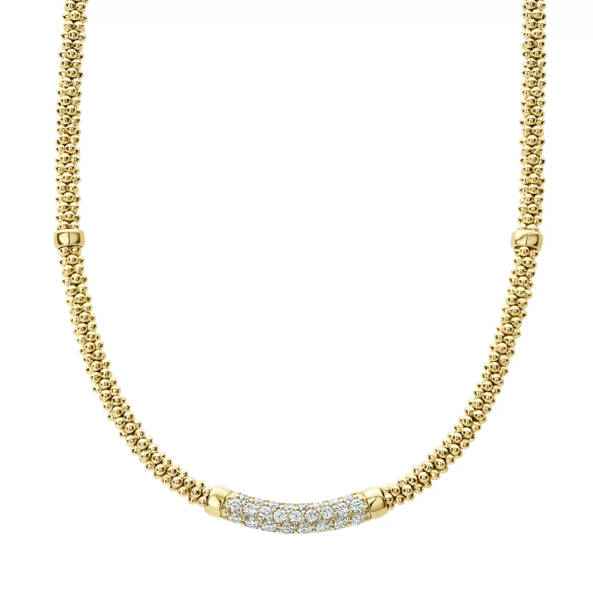 Best Sale LAGOS Eight Gold Station Diamond Caviar Necklace