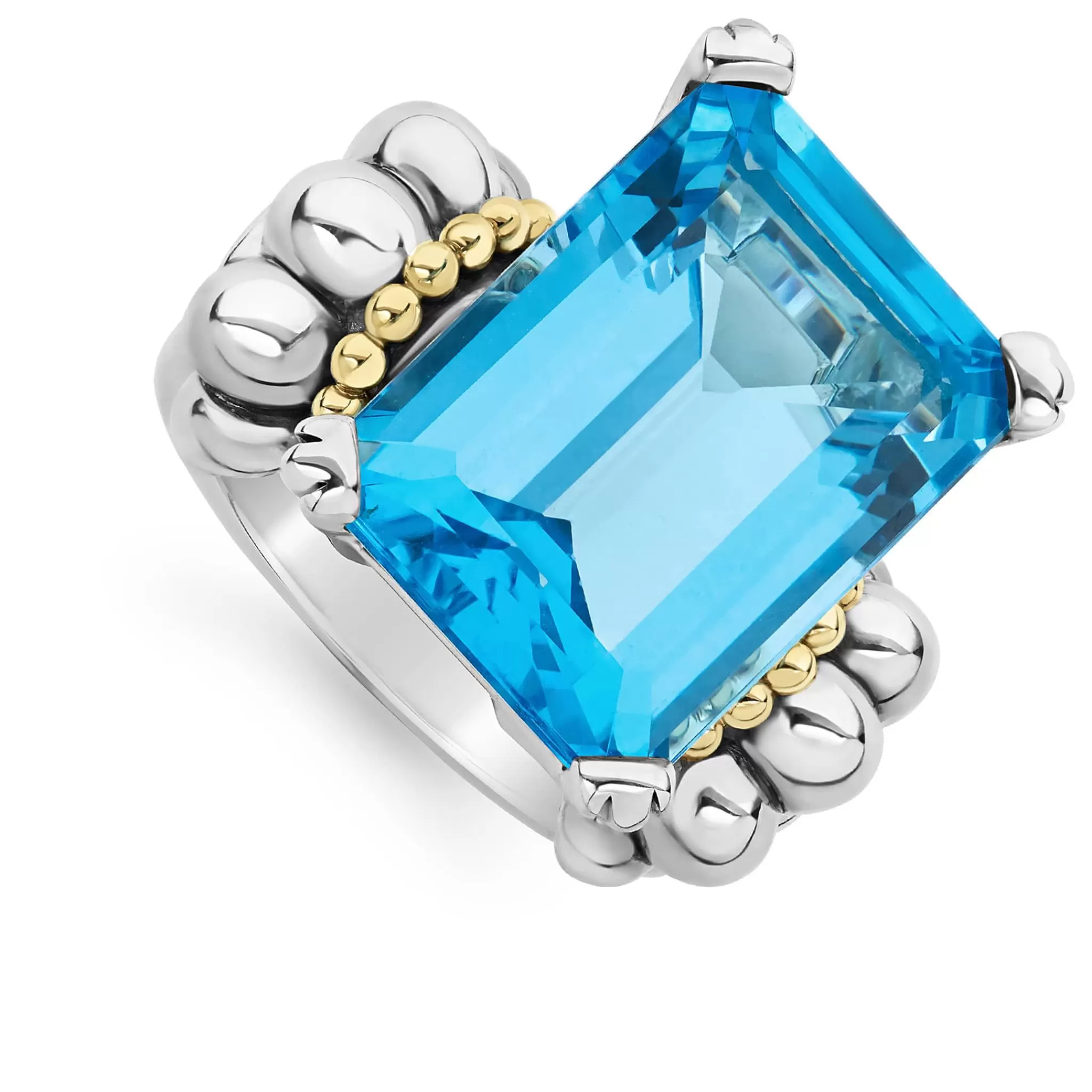 New LAGOS Extra Large Emerald-Cut Swiss Blue Topaz Ring