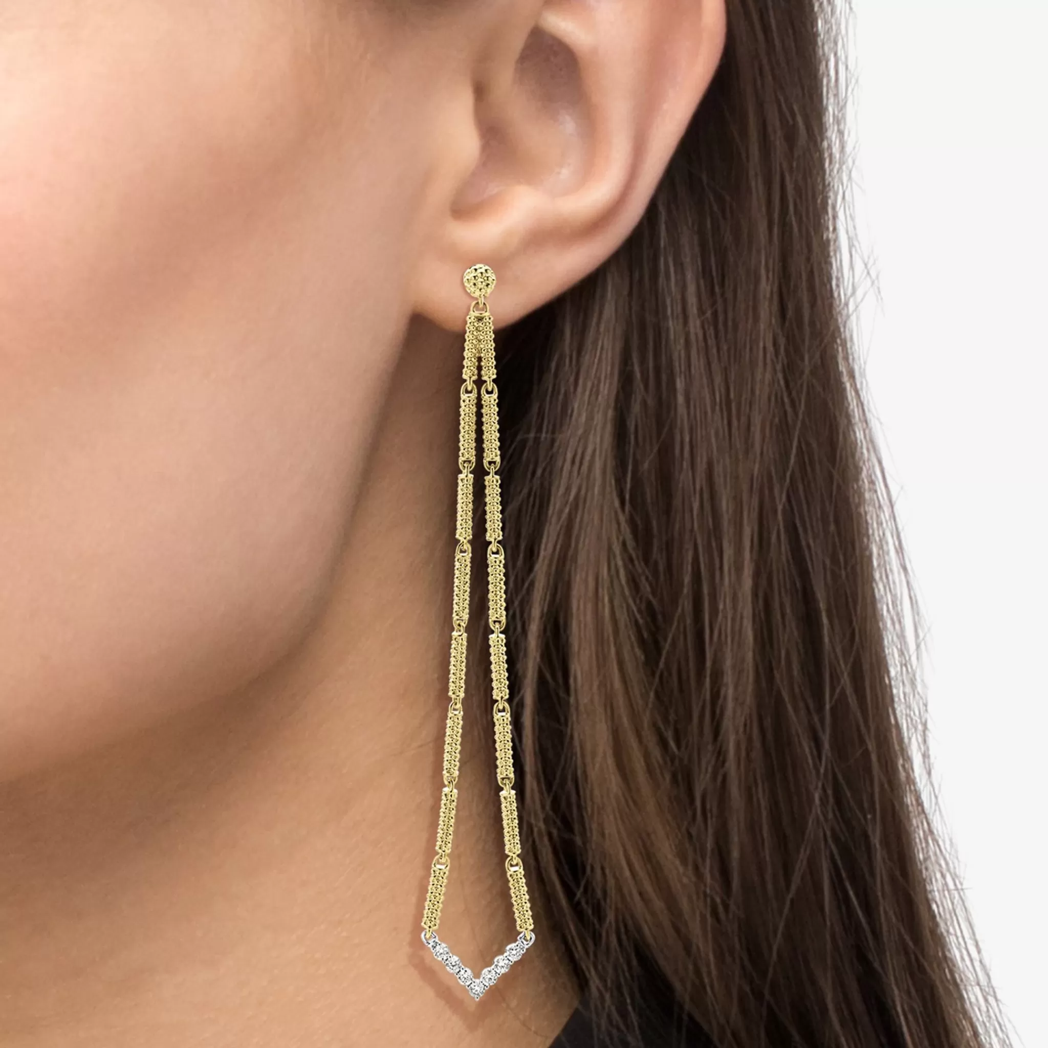 Fashion LAGOS Extra Long Superfine Diamond Drop Earrings