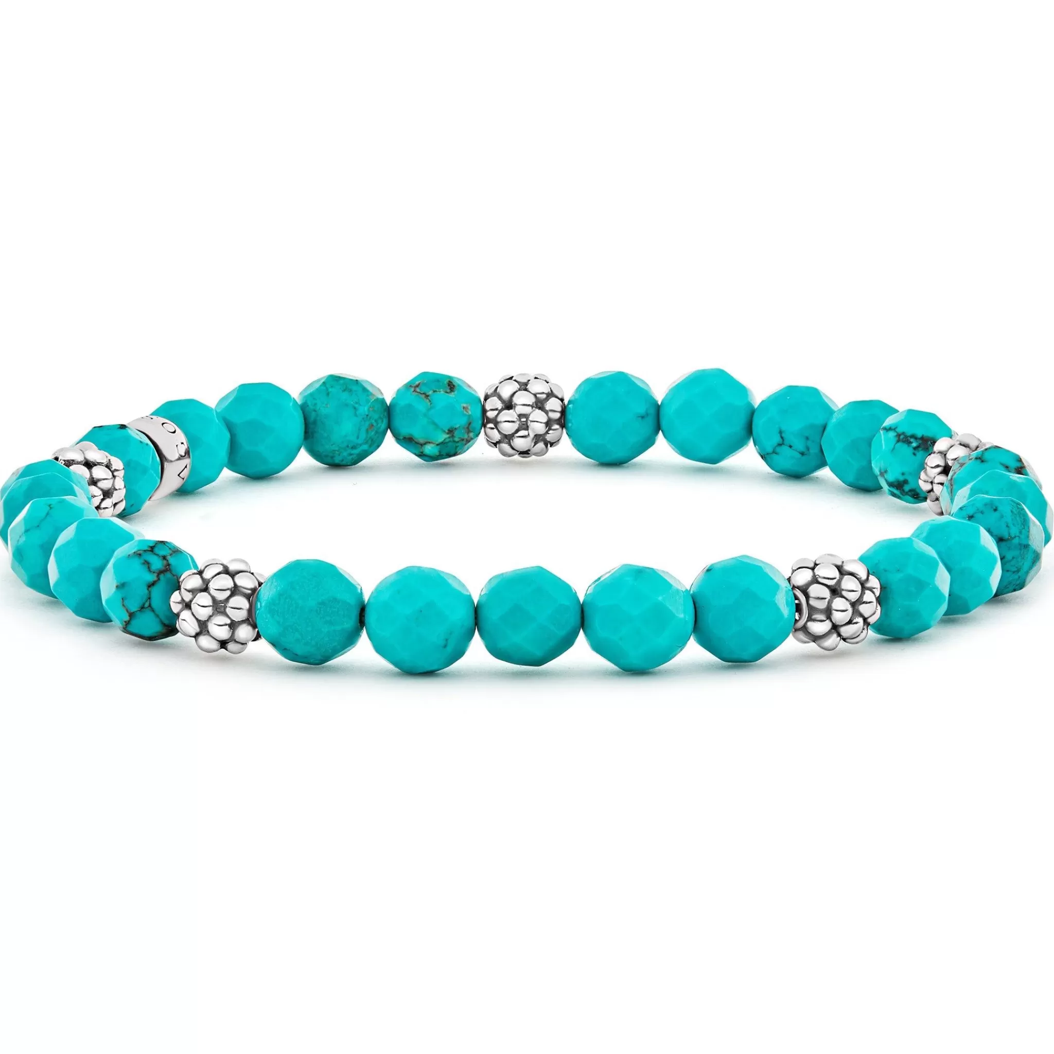 Fashion LAGOS Five Station Silver Turquoise Bead Bracelet