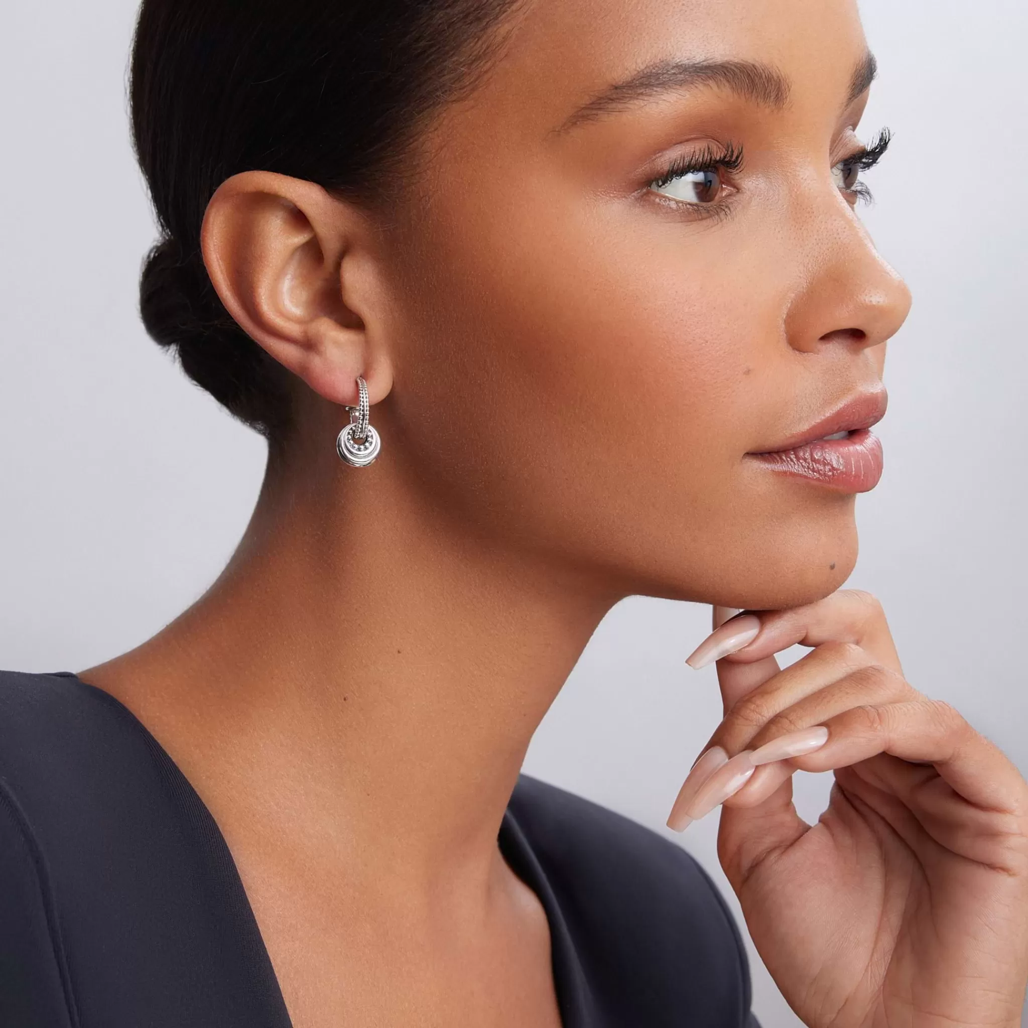 Fashion LAGOS Fluted Disc Beaded Hoop Earrings