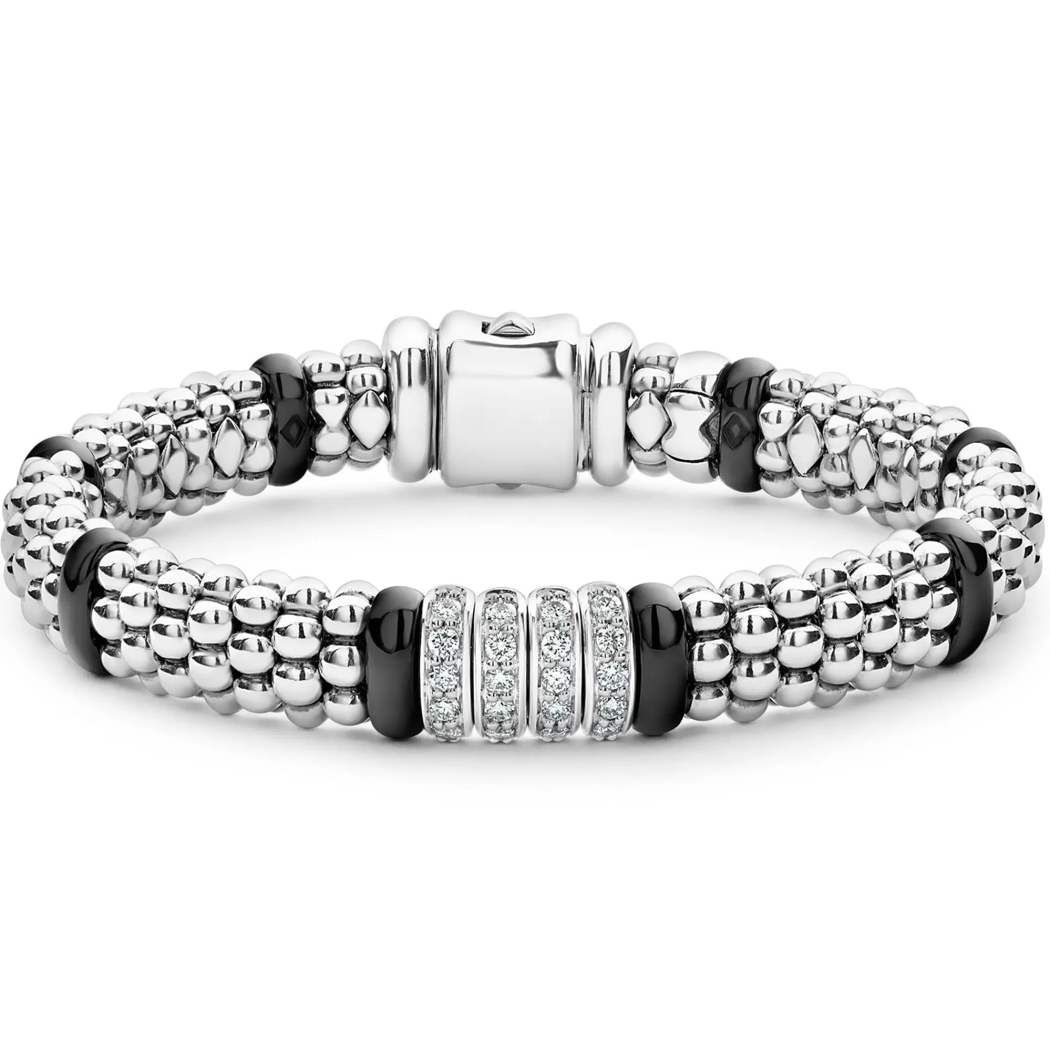 New LAGOS Four Station Diamond Caviar Bracelet | 9Mm