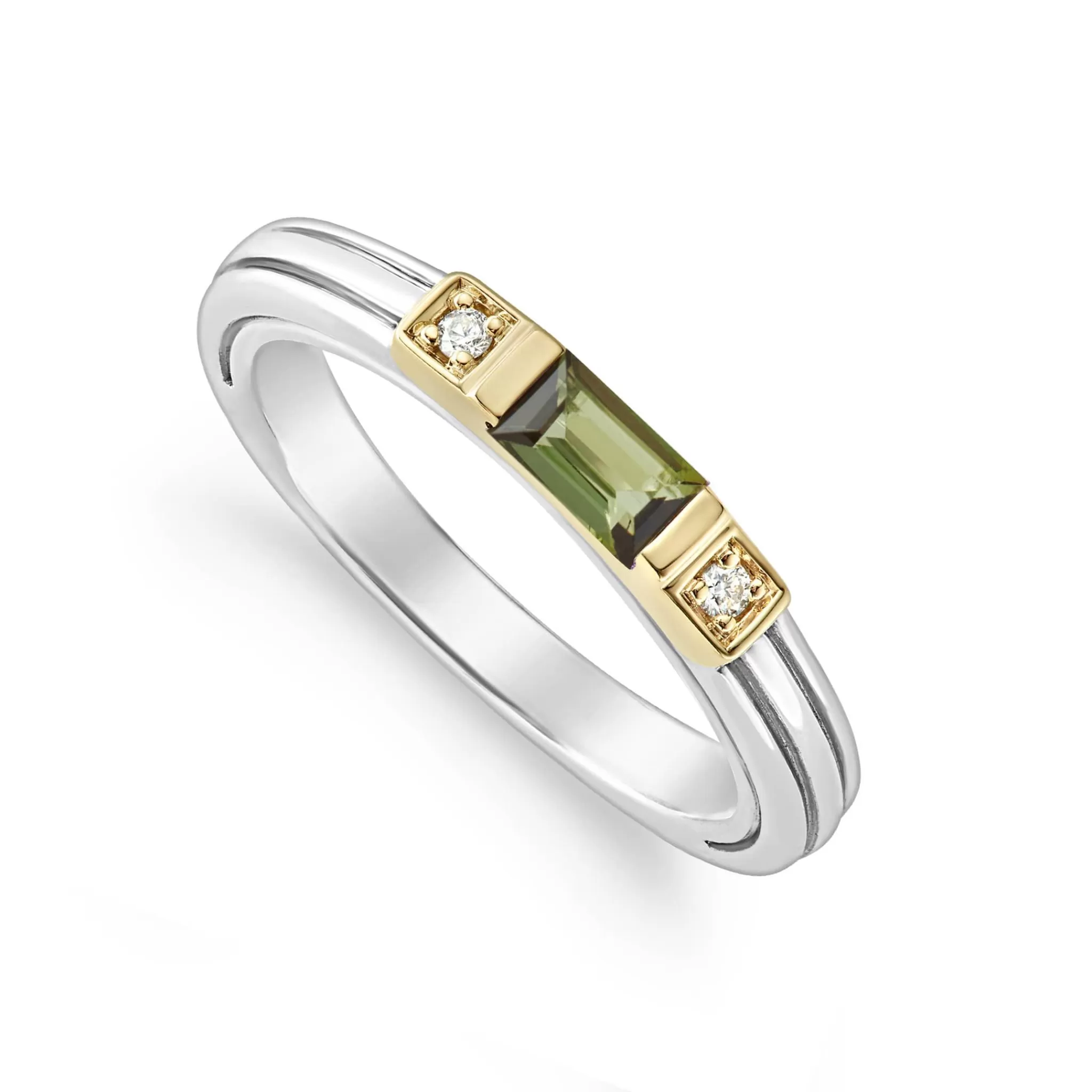 Shop LAGOS Green Tourmaline And Diamond Stacking Ring