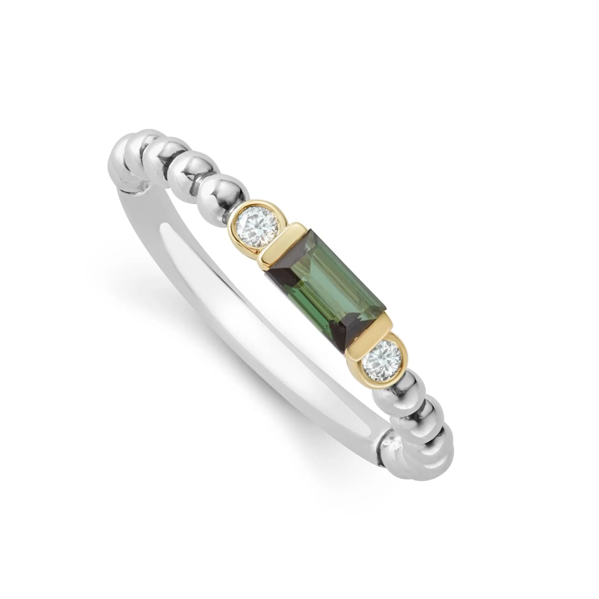 Shop LAGOS Green Tourmaline Stacking Ring With Diamonds