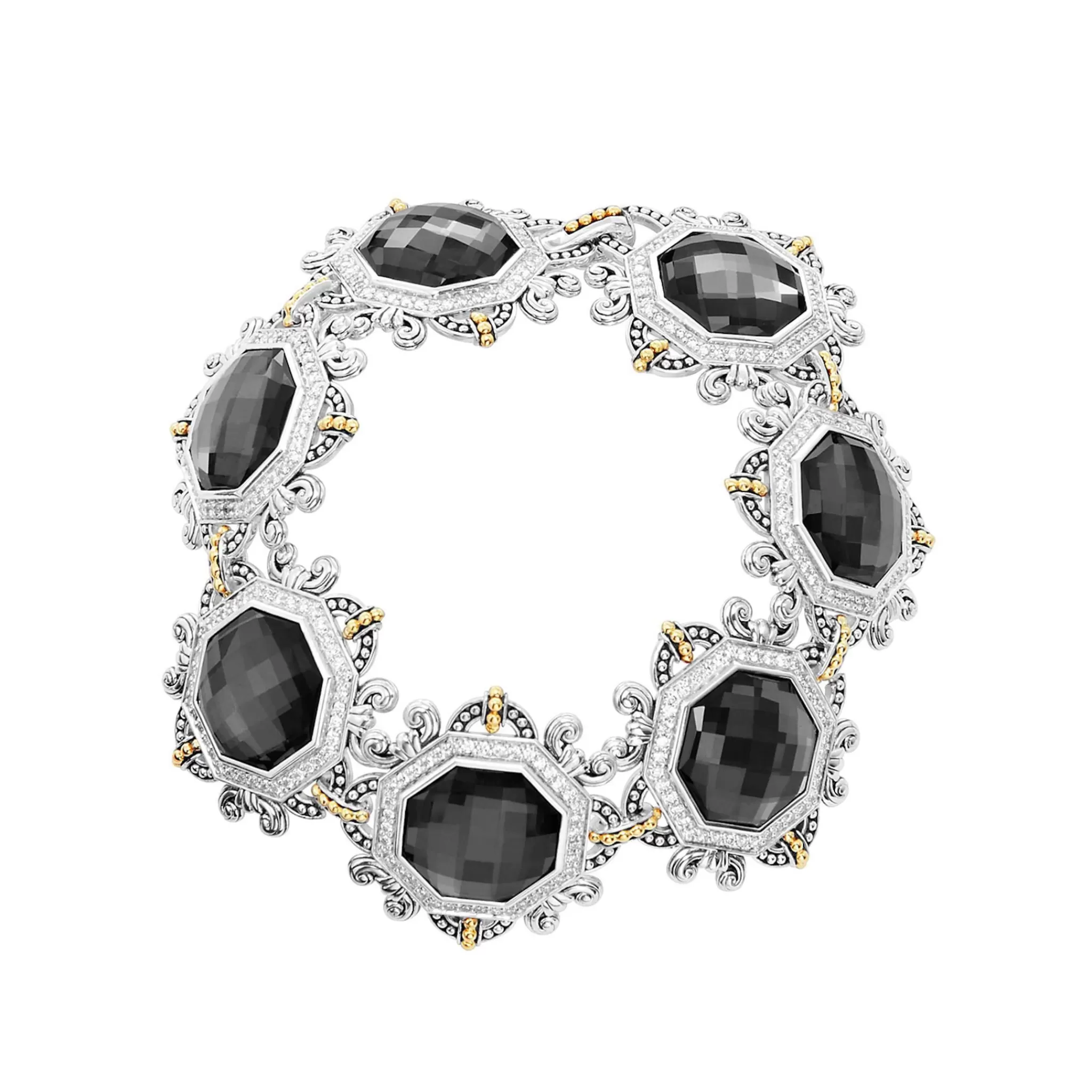 Shop LAGOS Hematite And Diamond Statement Bracelet