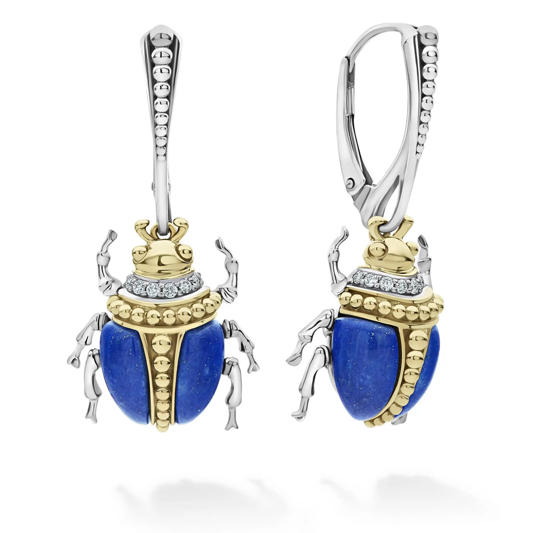 Fashion LAGOS Lapis Beetle Diamond Drop Earrings