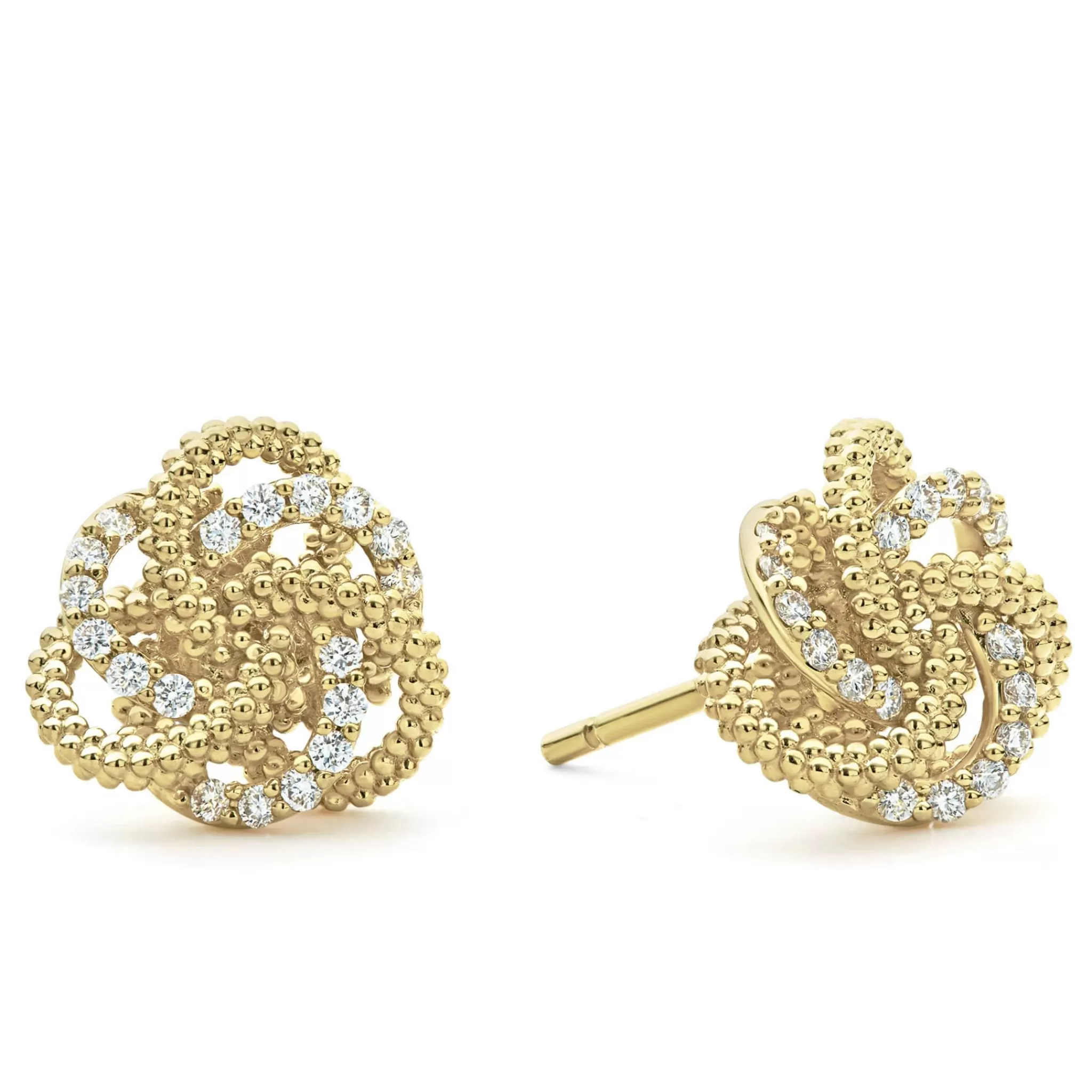 Hot LAGOS Large 18K Gold Love Knot Diamond Earrings