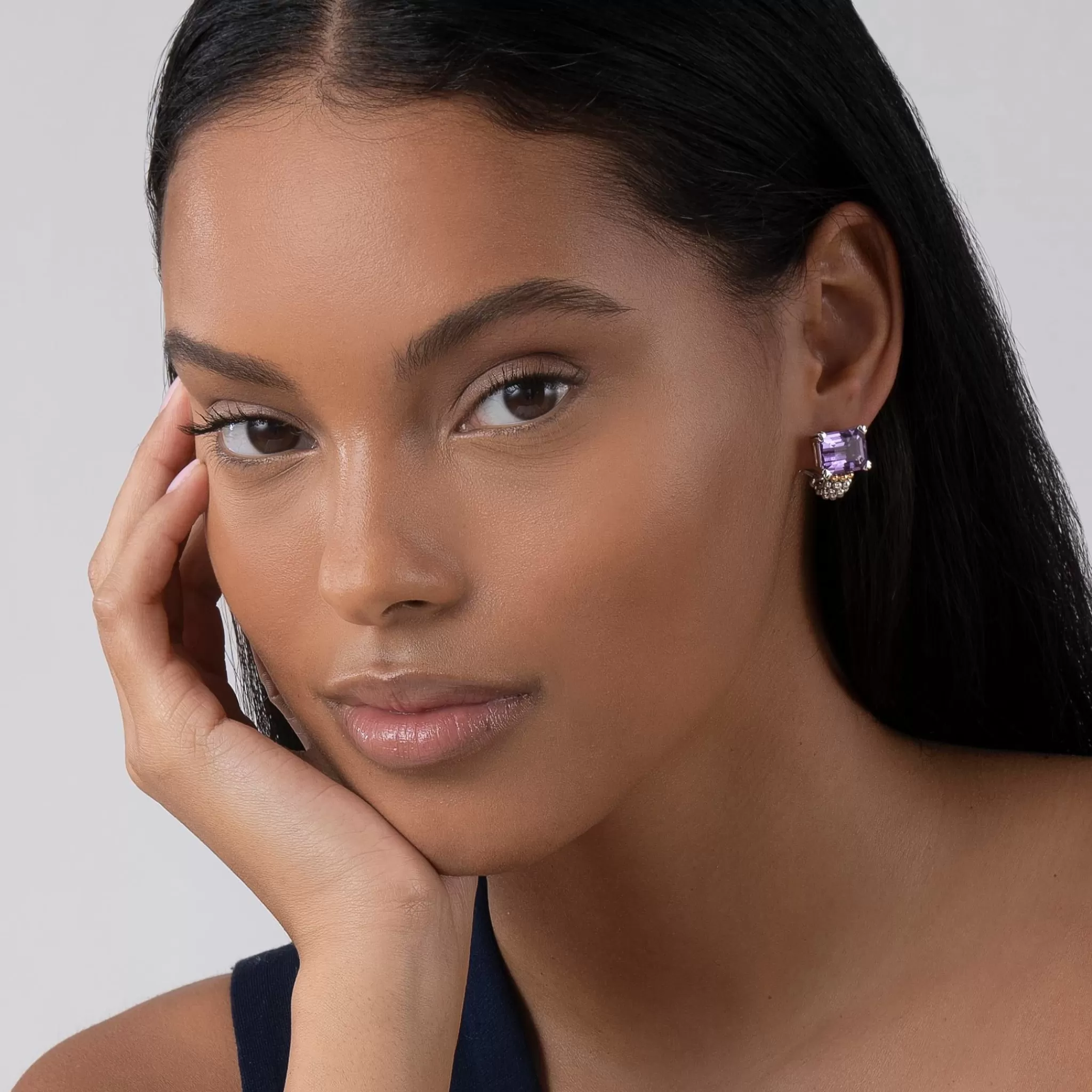 Clearance LAGOS Large Amethyst Huggie Earrings