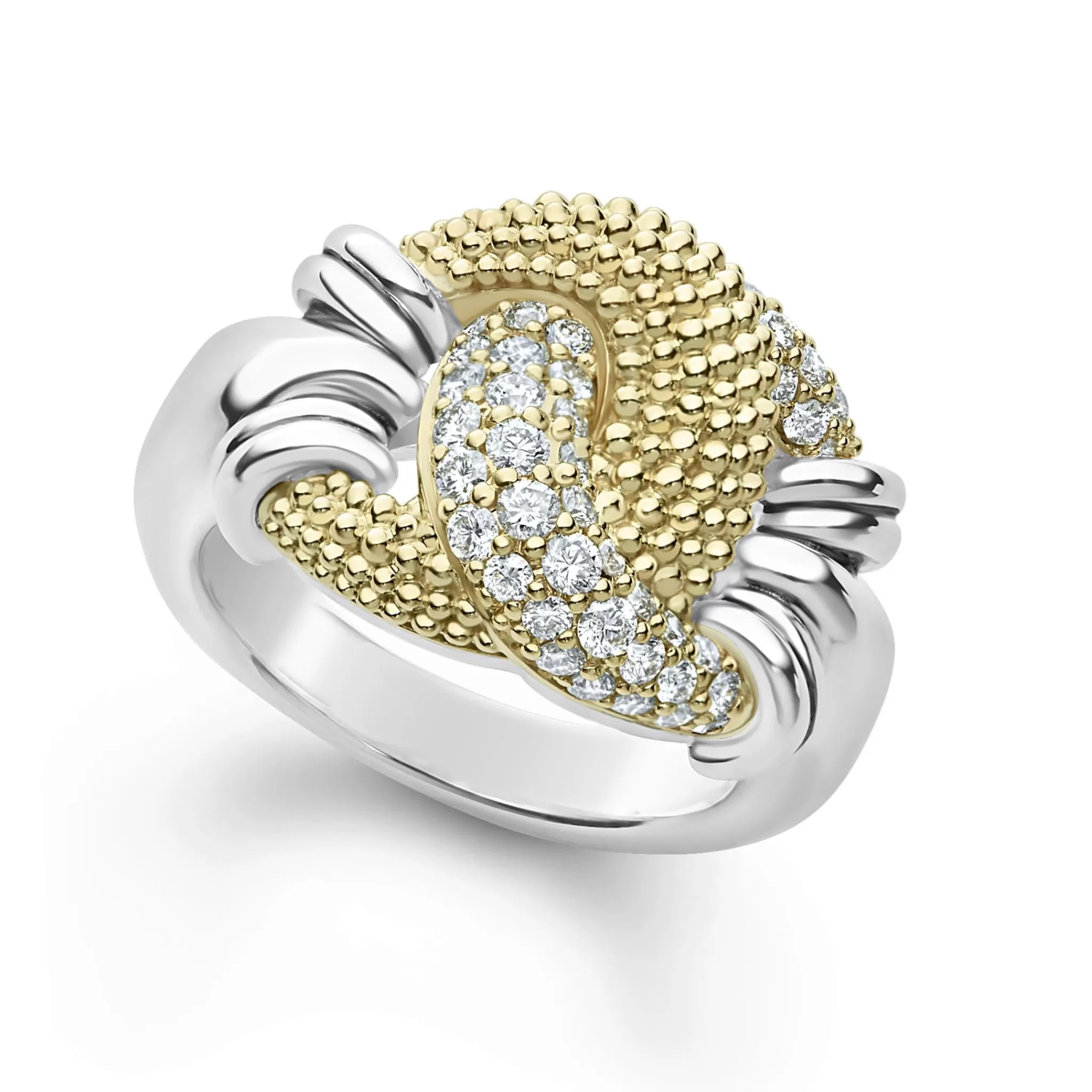 Hot LAGOS Large Caviar Diamond Knot Ring