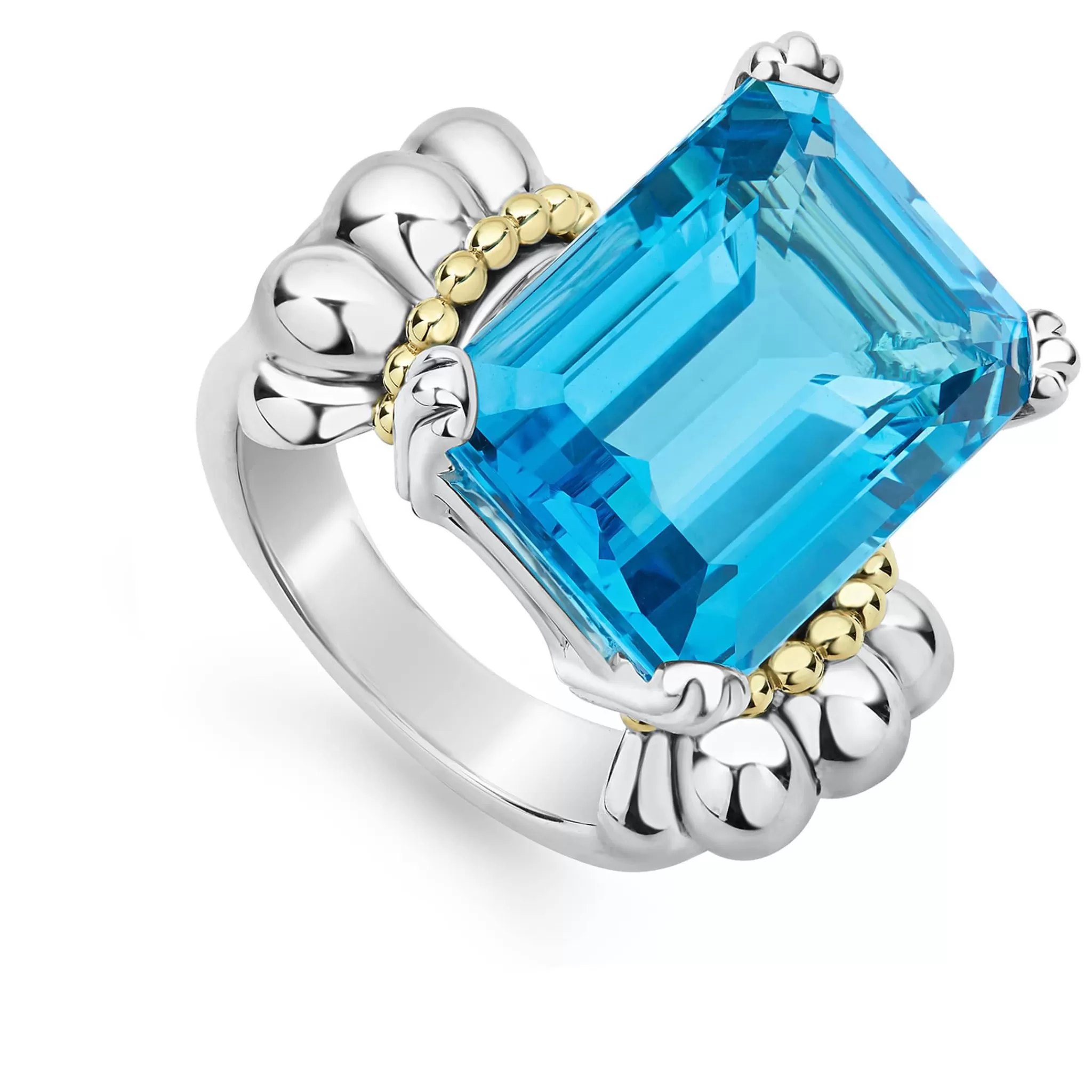 Store LAGOS Large Emerald-Cut Swiss Blue Topaz Ring