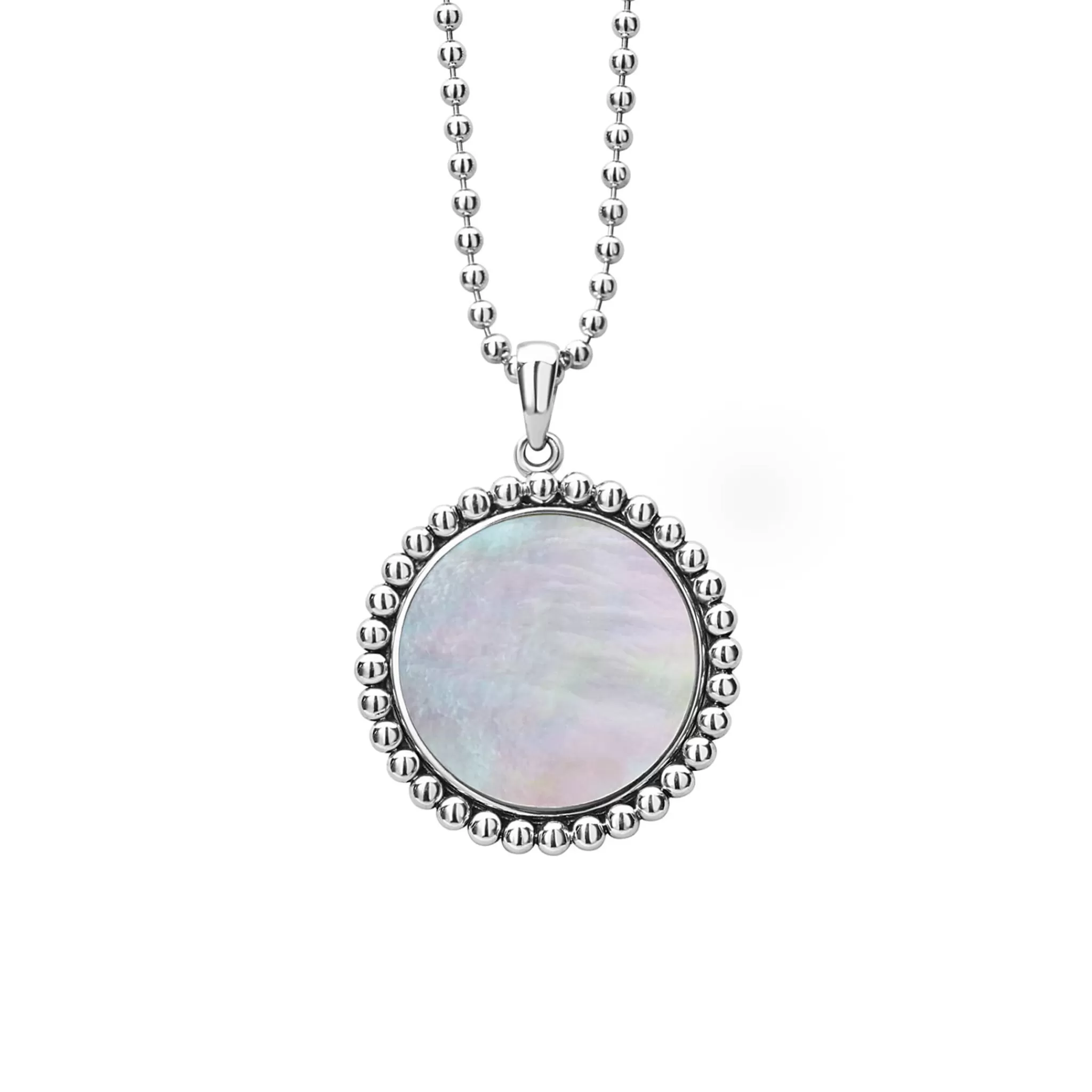 New LAGOS Large Mother Of Pearl Circle Pendant Necklace