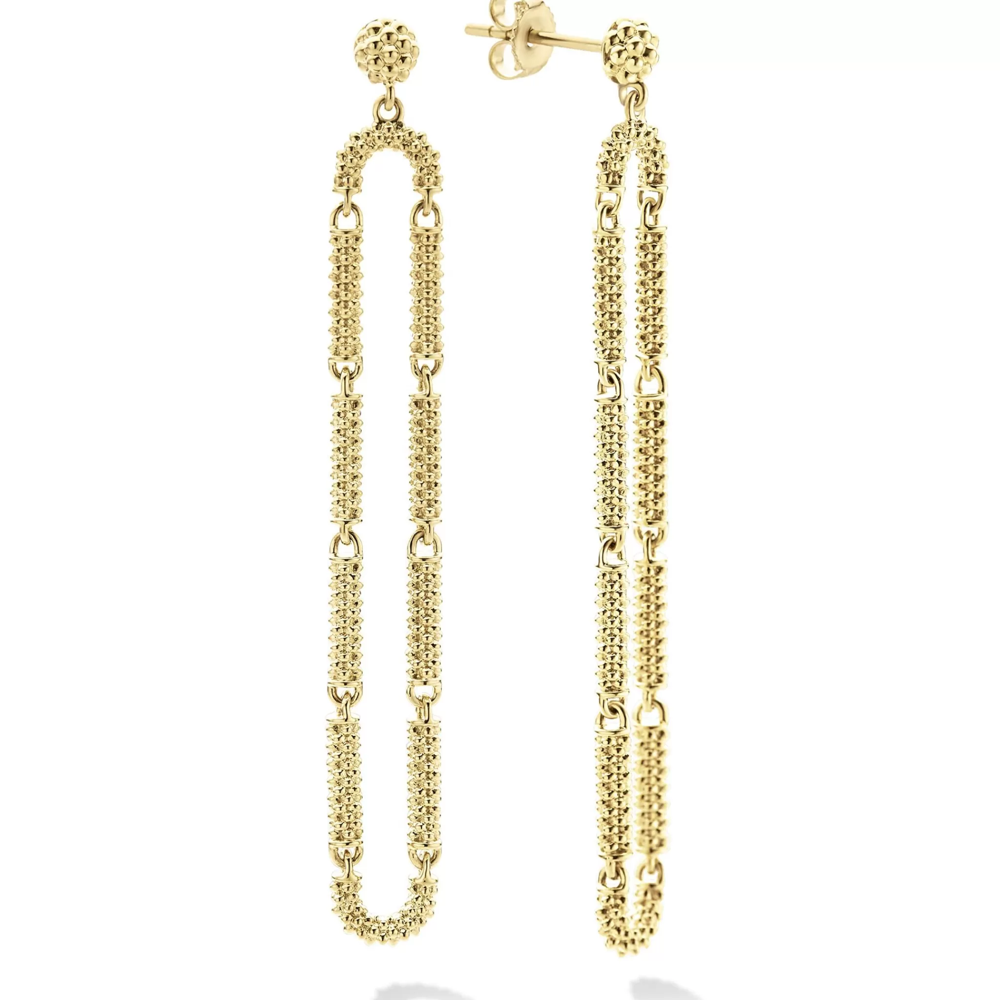 Shop LAGOS Long 18K Gold Superfine Caviar Drop Earrings