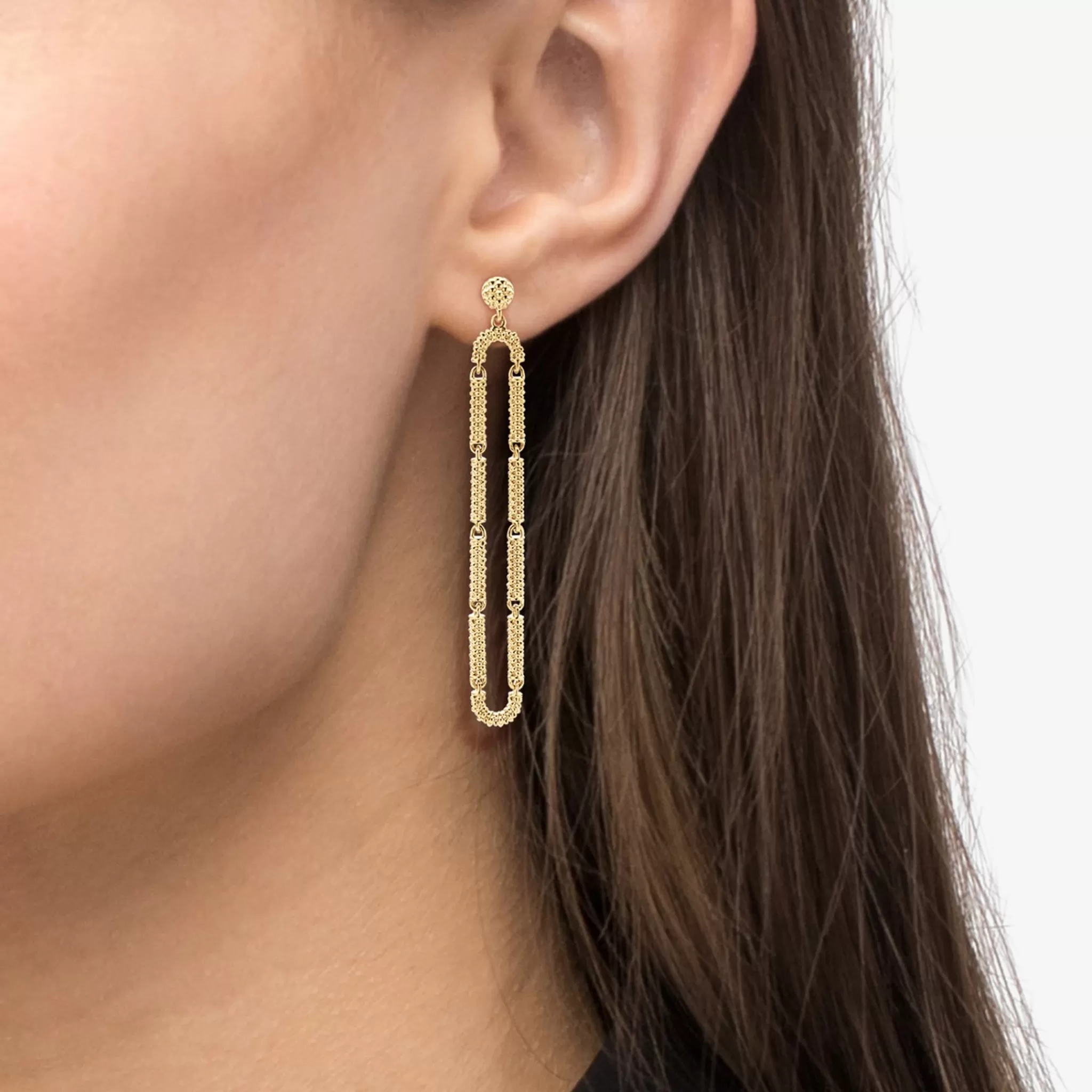 Shop LAGOS Long 18K Gold Superfine Caviar Drop Earrings