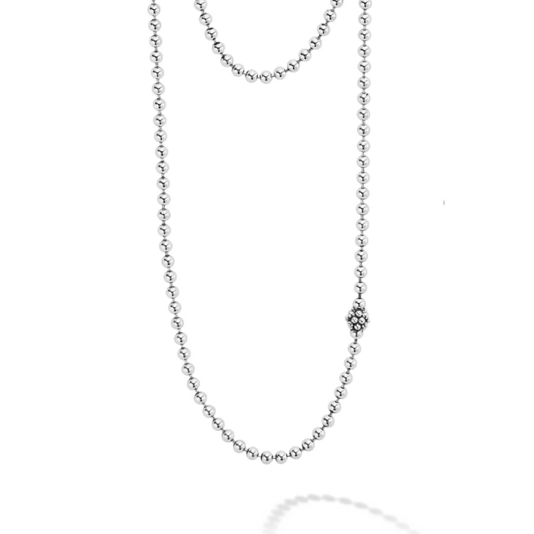 Store LAGOS Long Silver Caviar Beaded Necklace