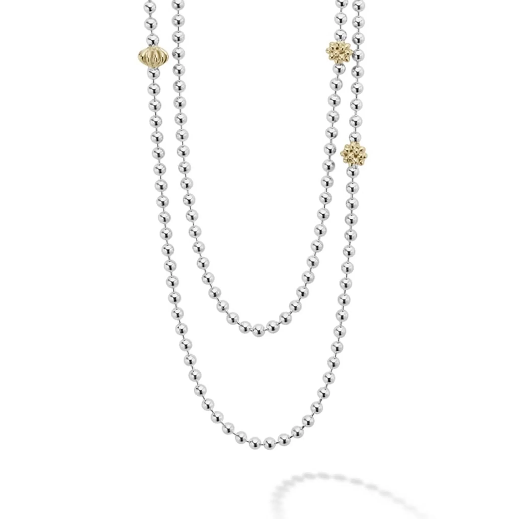 Store LAGOS Long Two-Tone Caviar Beaded Necklace