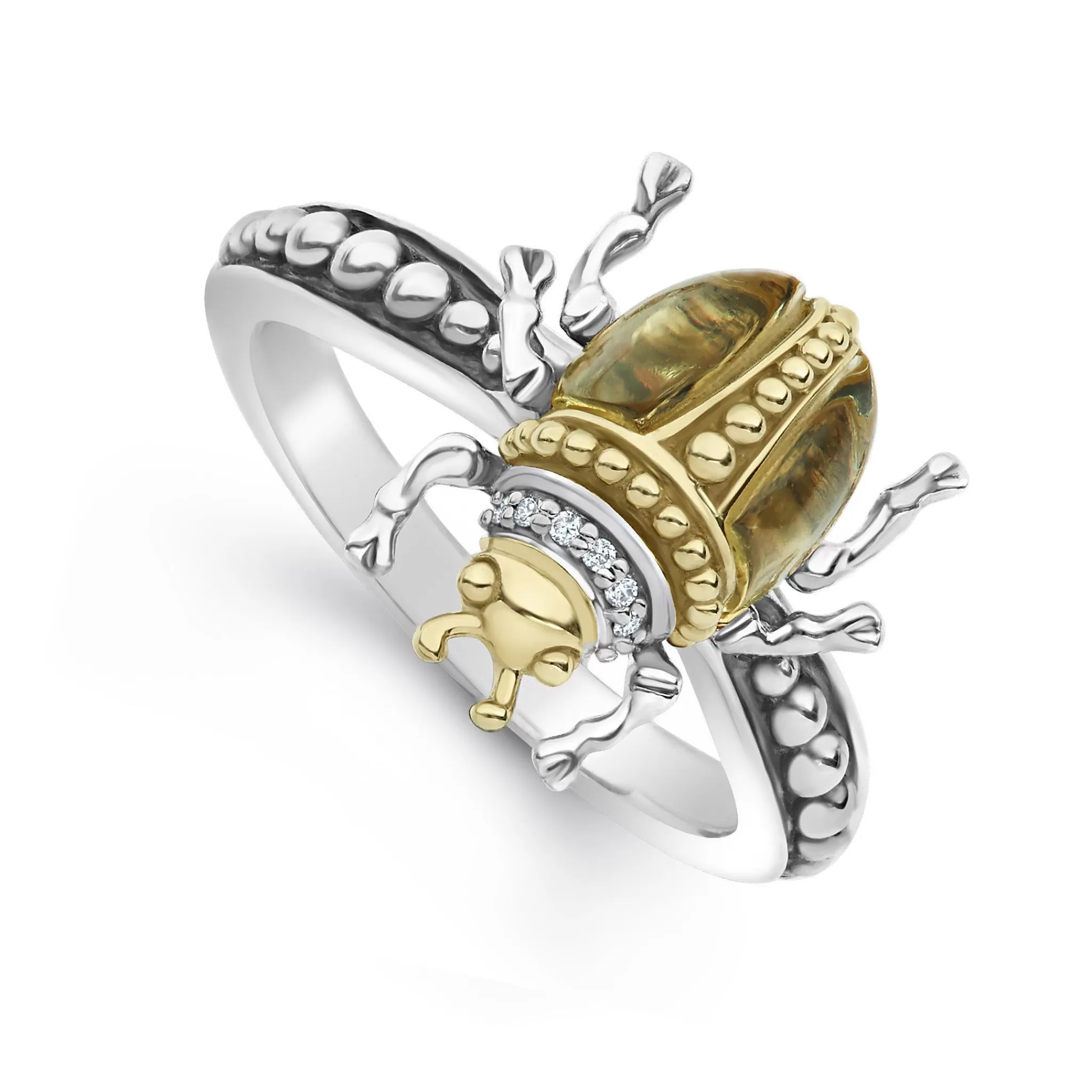 Online LAGOS Olive Quartz Beetle Diamond Ring