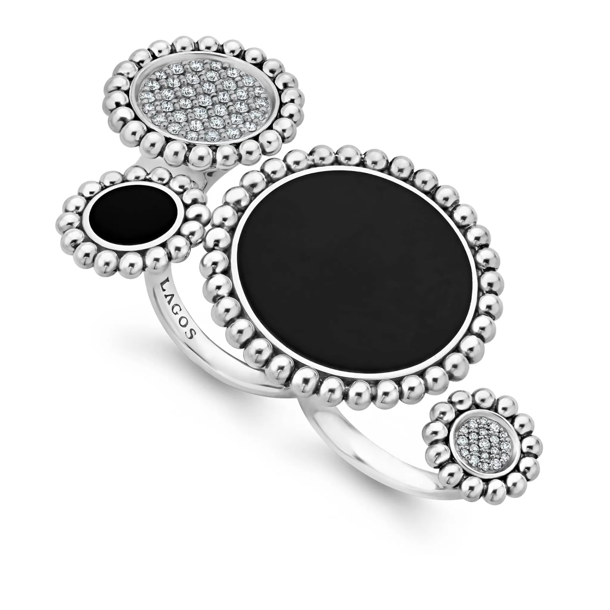 Clearance LAGOS Onyx And Diamond Circle Statement Ring