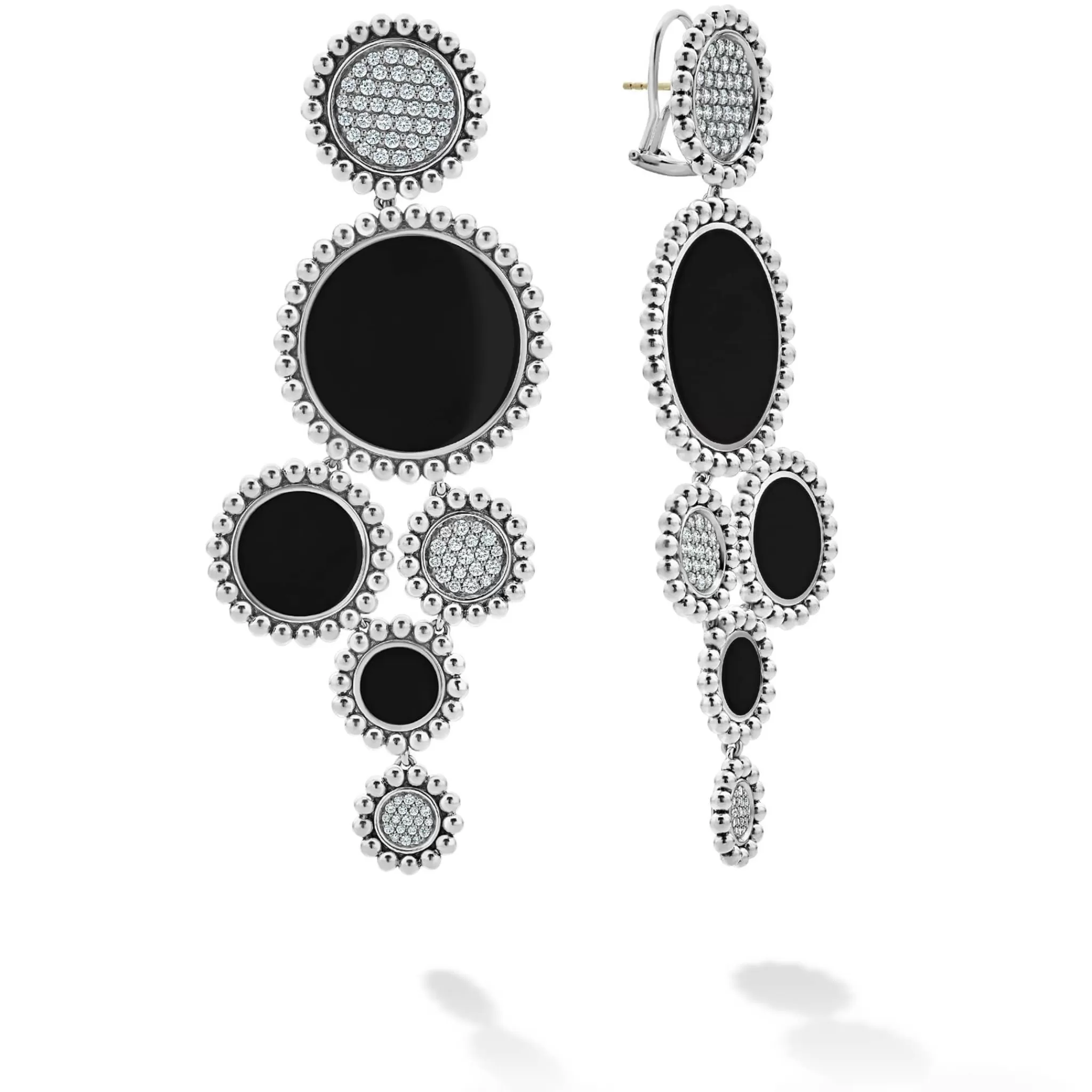 Fashion LAGOS Onyx And Diamond Statement Earrings