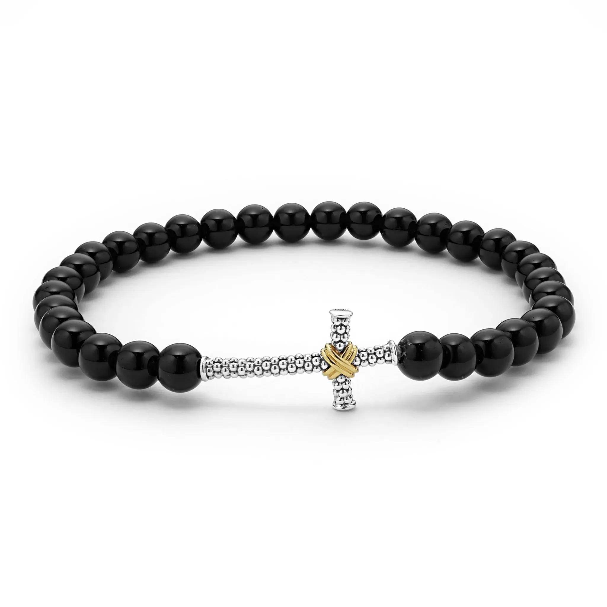 Fashion LAGOS Onyx Cross Beaded Stretch Bracelet