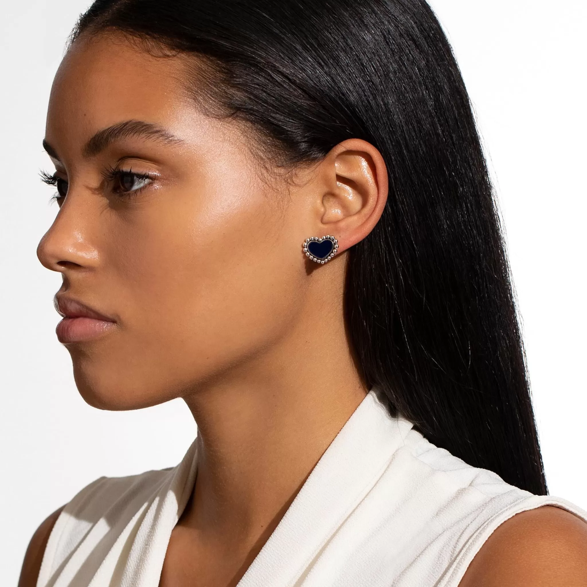 Shop LAGOS Onyx Heart Stud Earrings