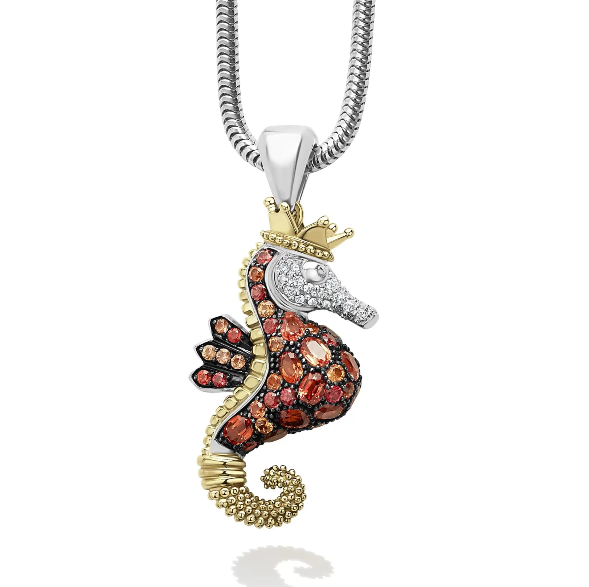 Cheap LAGOS Orange Sapphire And Diamond Seahorse Pendant Necklace