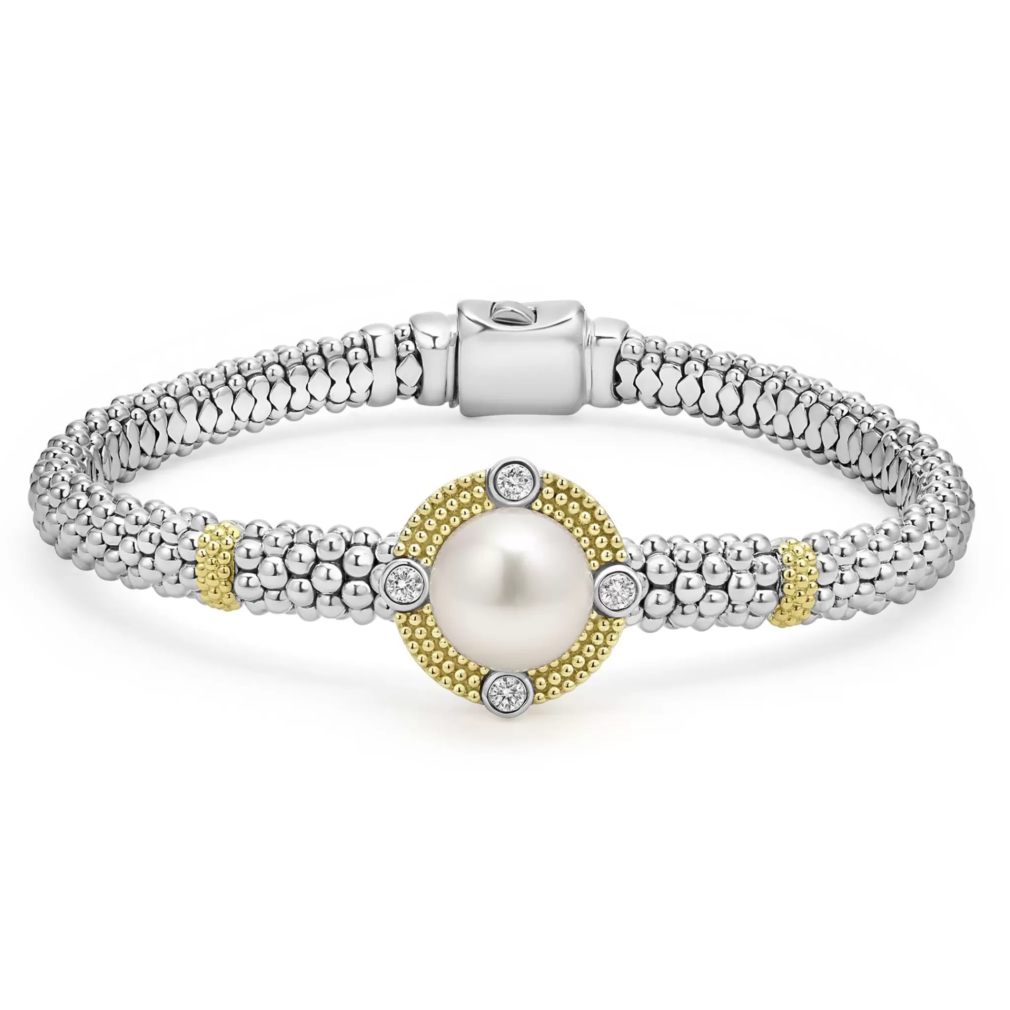 Clearance LAGOS Pearl Diamond Caviar Bracelet | 6Mm