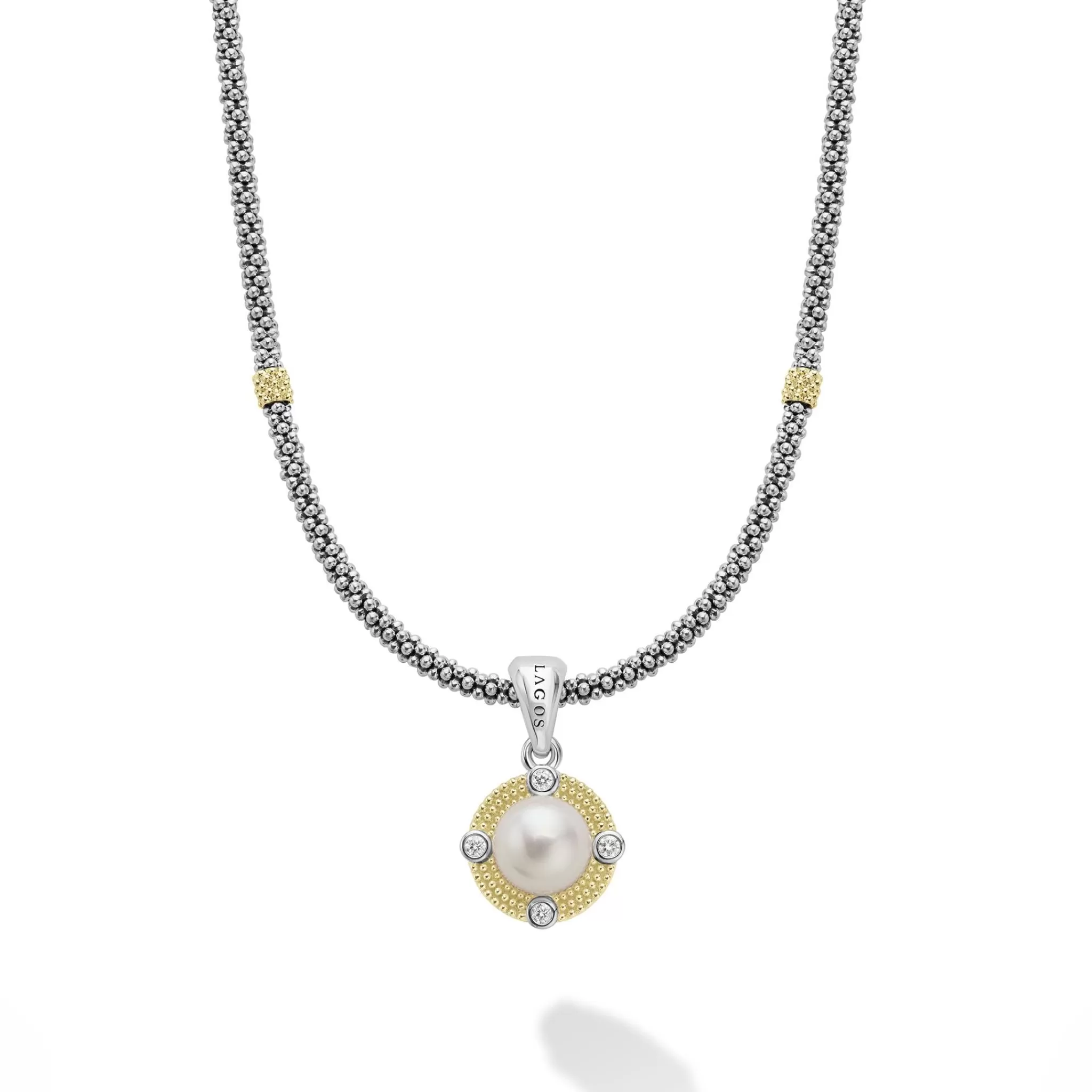 Online LAGOS Pearl Diamond Caviar Necklace