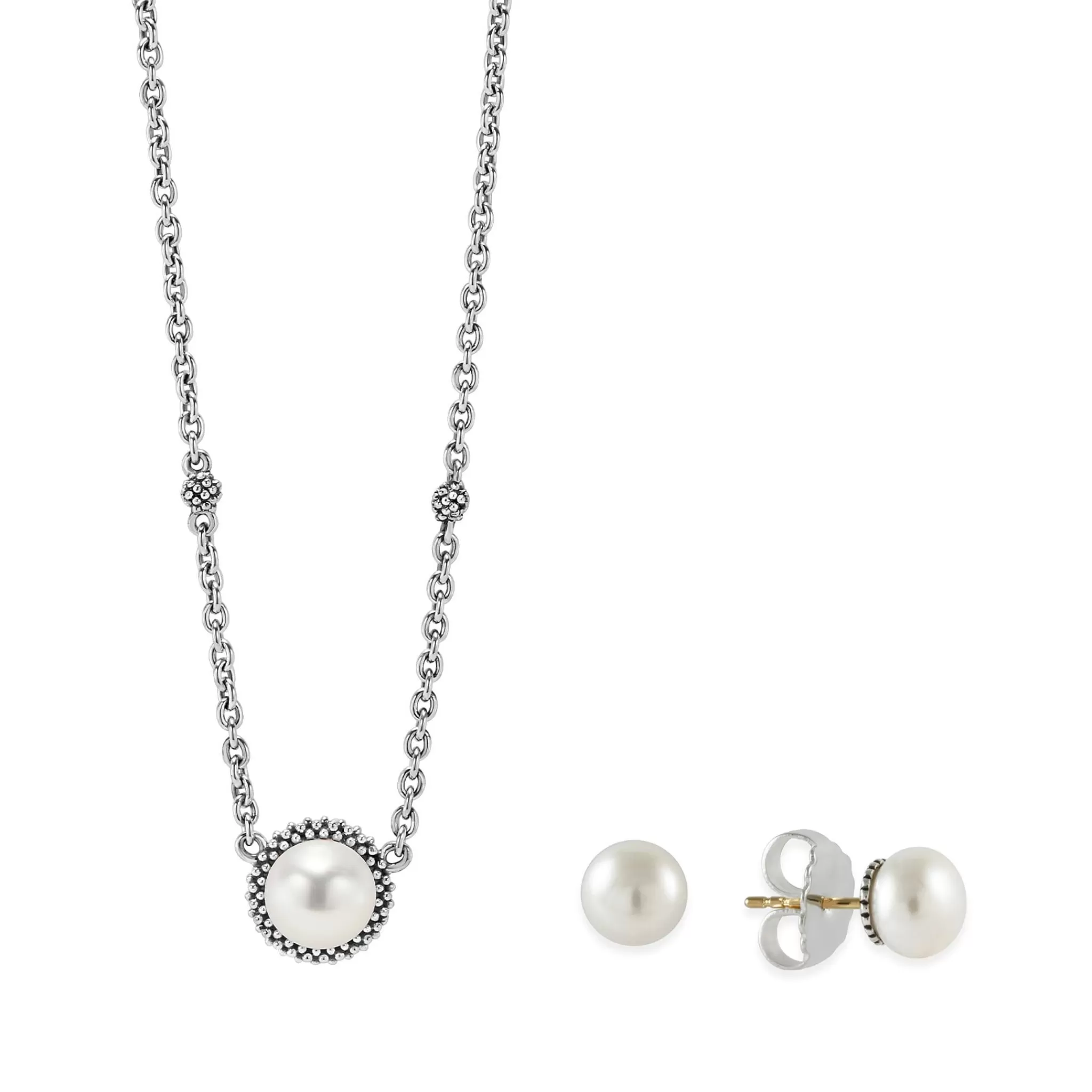 Cheap LAGOS Pearl Earrings And Necklace Gift Set