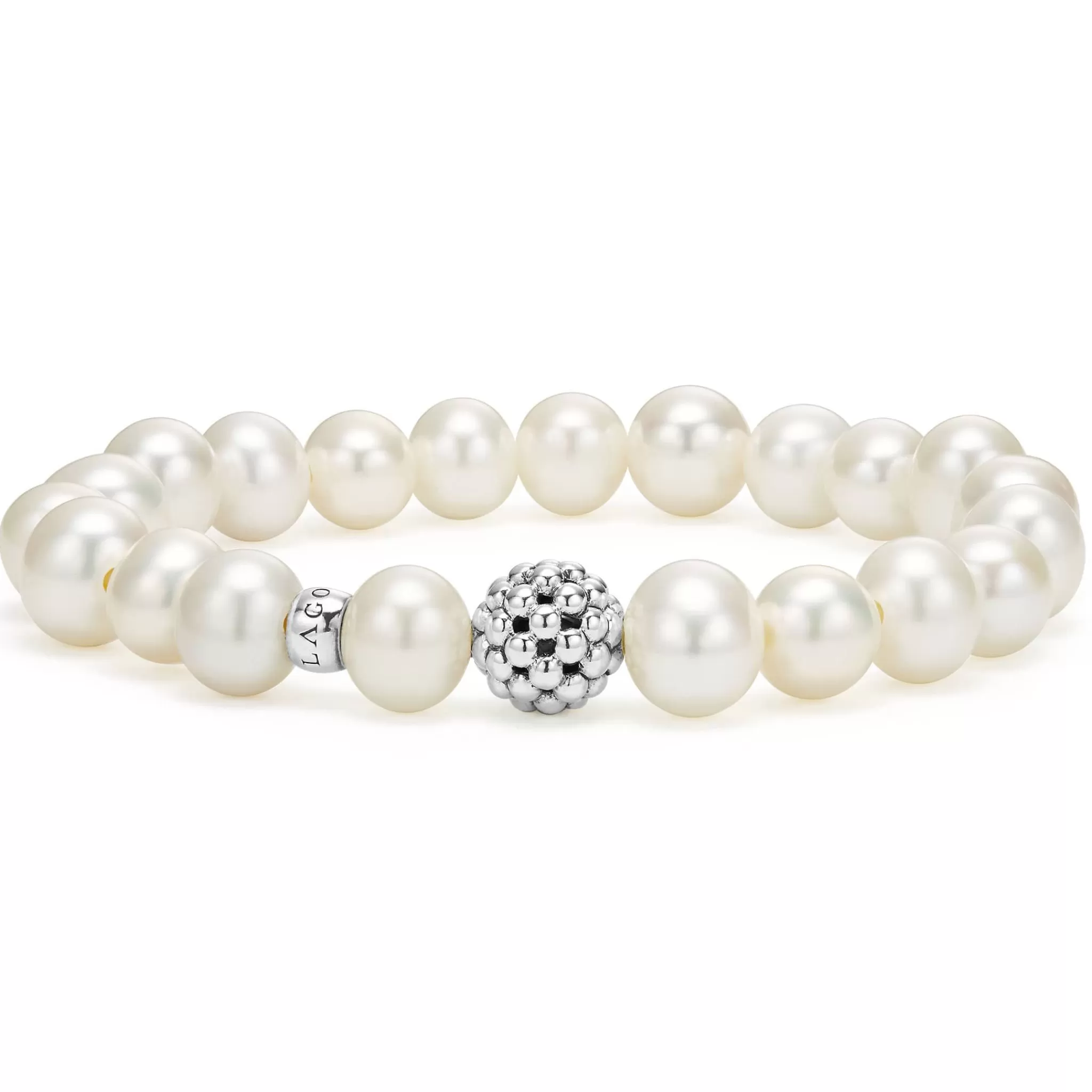 Online LAGOS Pearl Silver Station Bead Bracelet