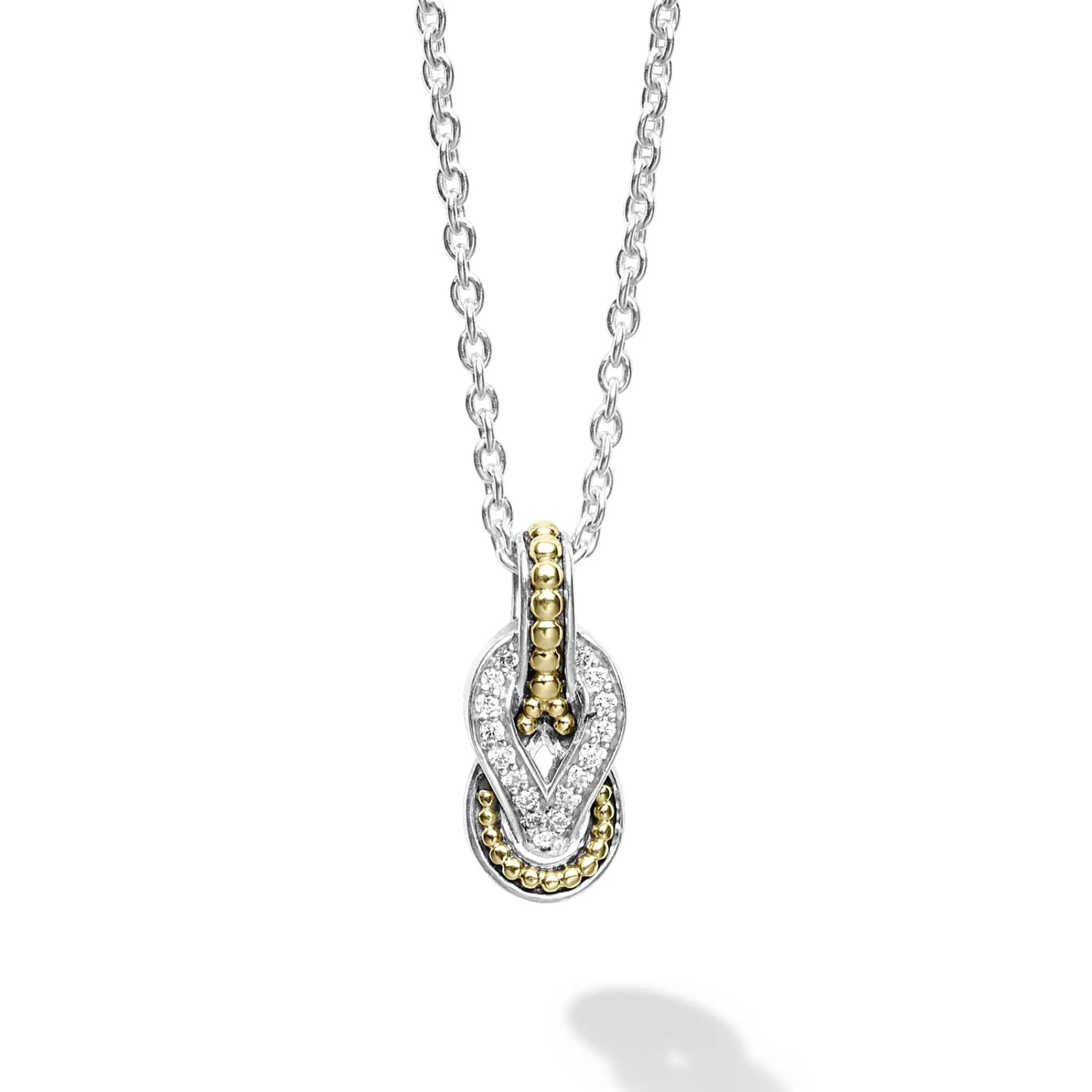 Clearance LAGOS Petite Two-Tone Knot Diamond Pendant Necklace