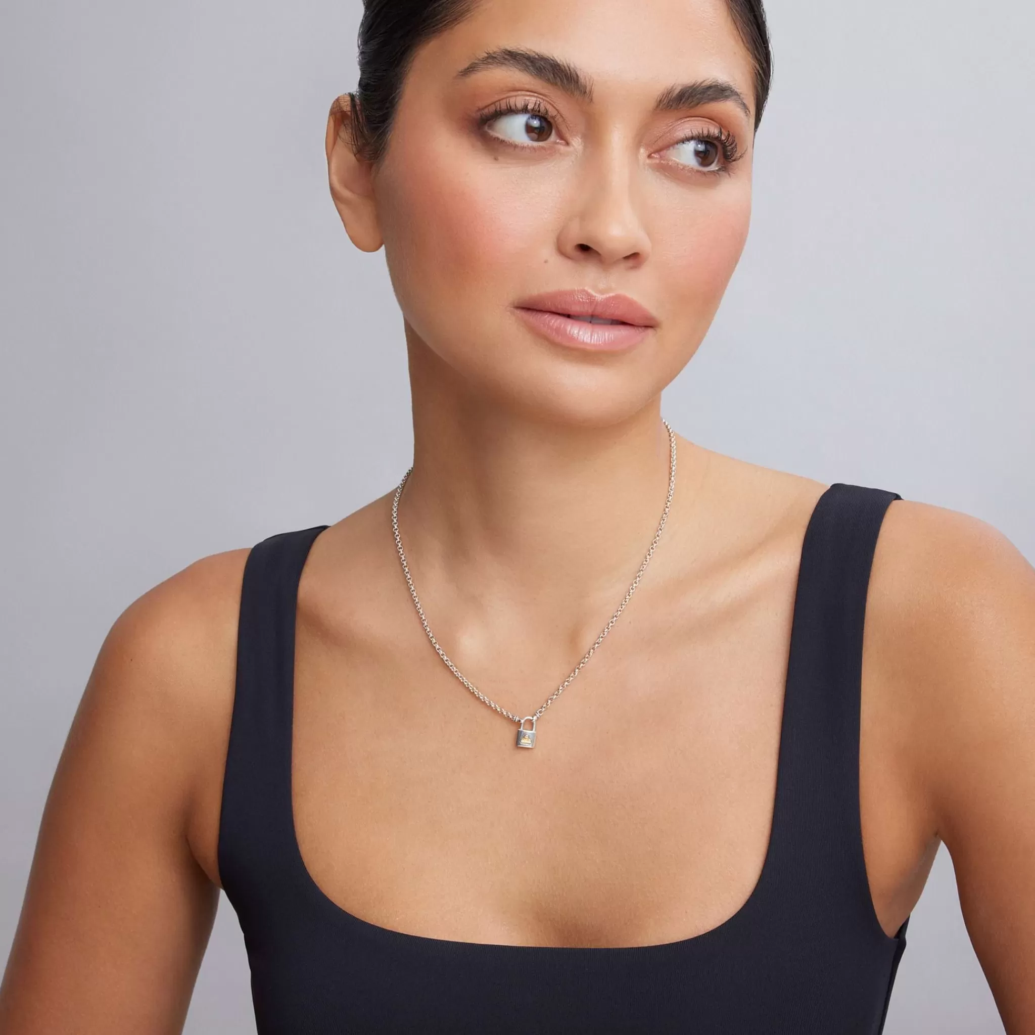 Cheap LAGOS Petite Two-Tone Lock Necklace